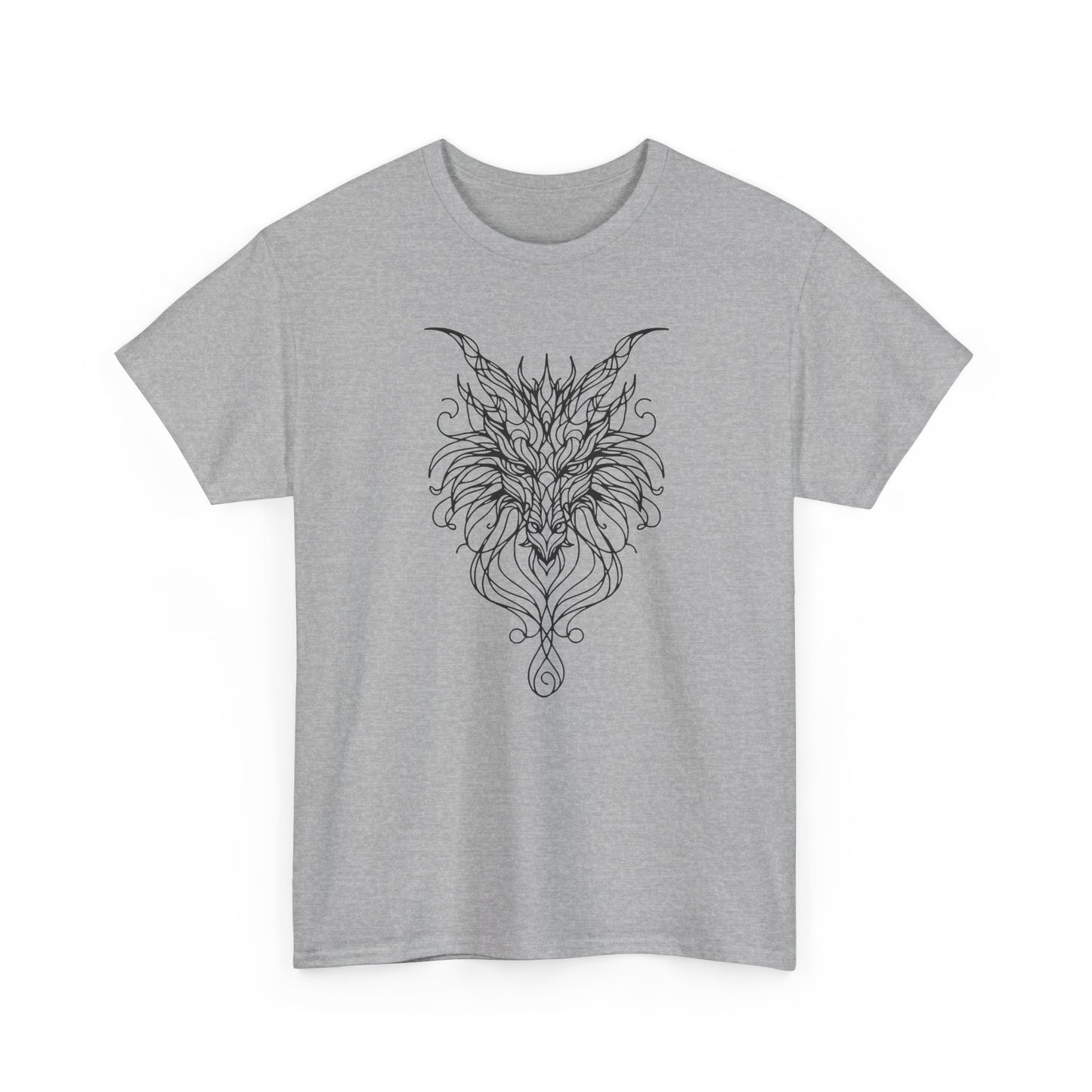 Dragon Line Art Shirt | Mythical Creature Sketch Tee | Minimalist Tattoo Style Top | Intricate Fantasy Art Gift | Unisex White T-Shirt