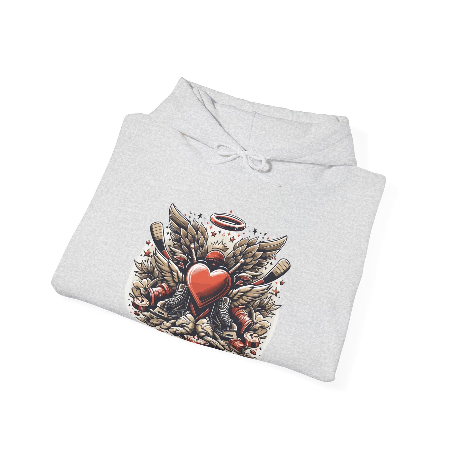 Hockey Heart & Angel Wings Hoodie | Edgy "Love the Game" Sweatshirt | Unique Sports Valentine's Gift
