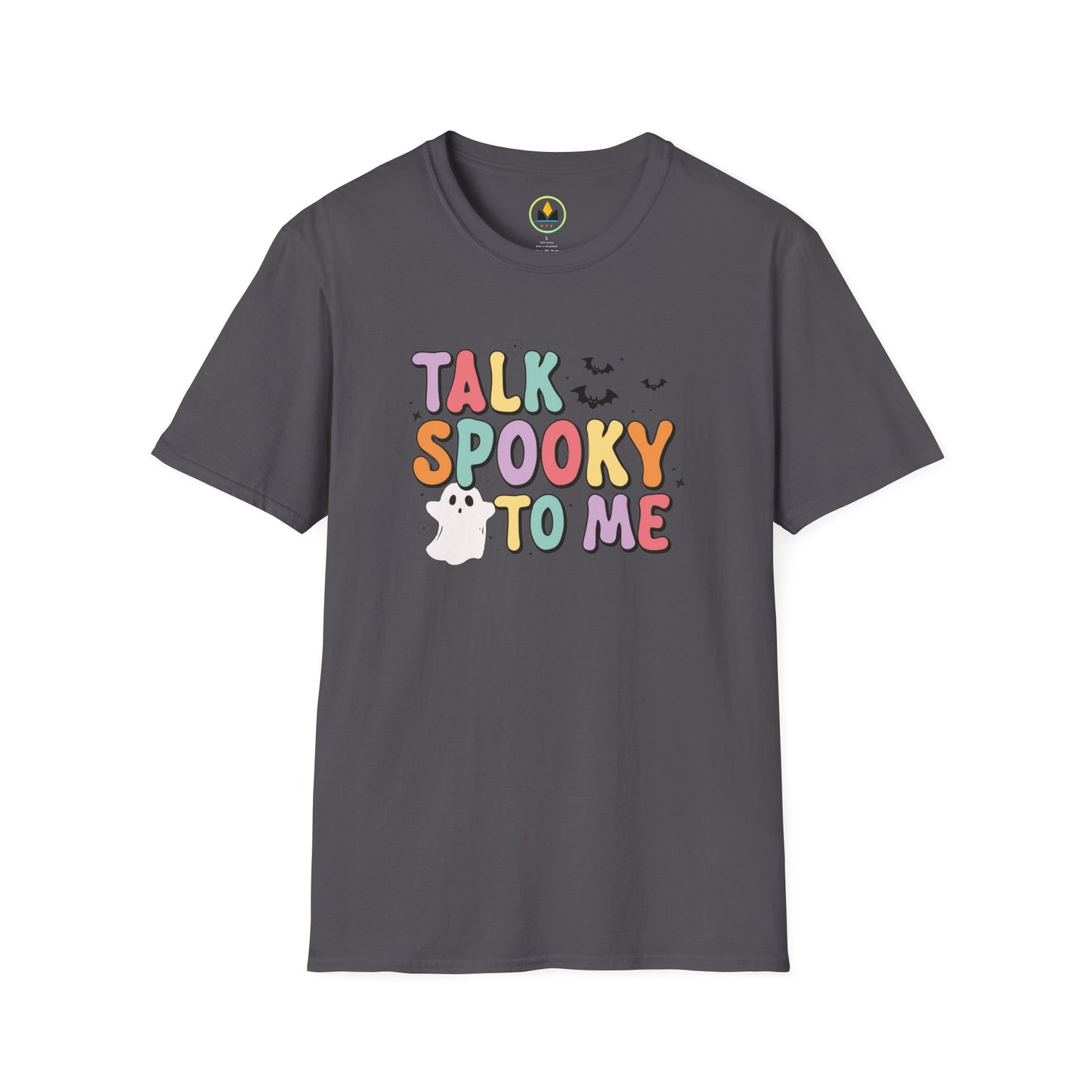 Talk Spooky To Me – Cute Pastel Ghost Halloween T‑Shirt for Spooky Season Lovers