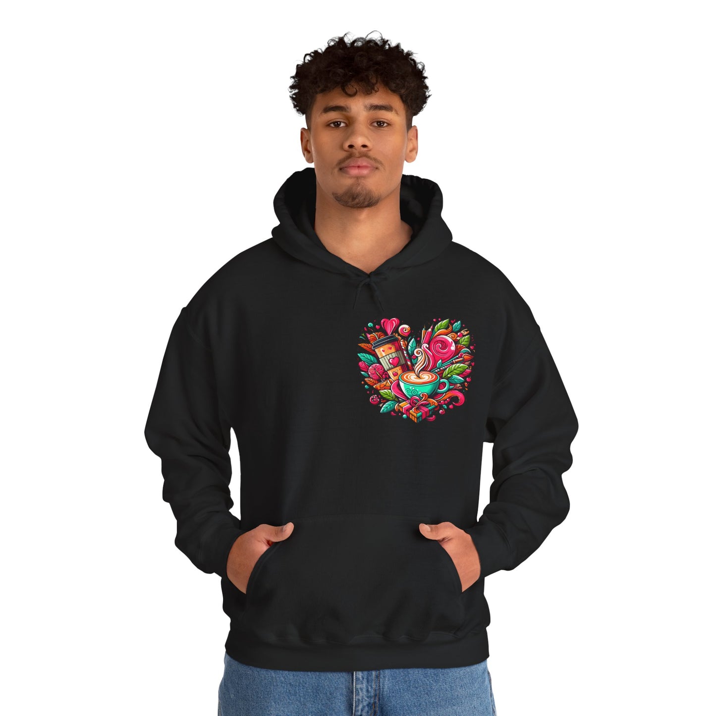 Urban Brew: Vibrant Graffiti Coffee Love Heart Hoodie