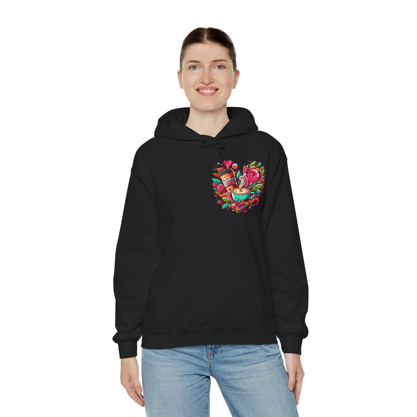 Urban Brew: Vibrant Graffiti Coffee Love Heart Hoodie