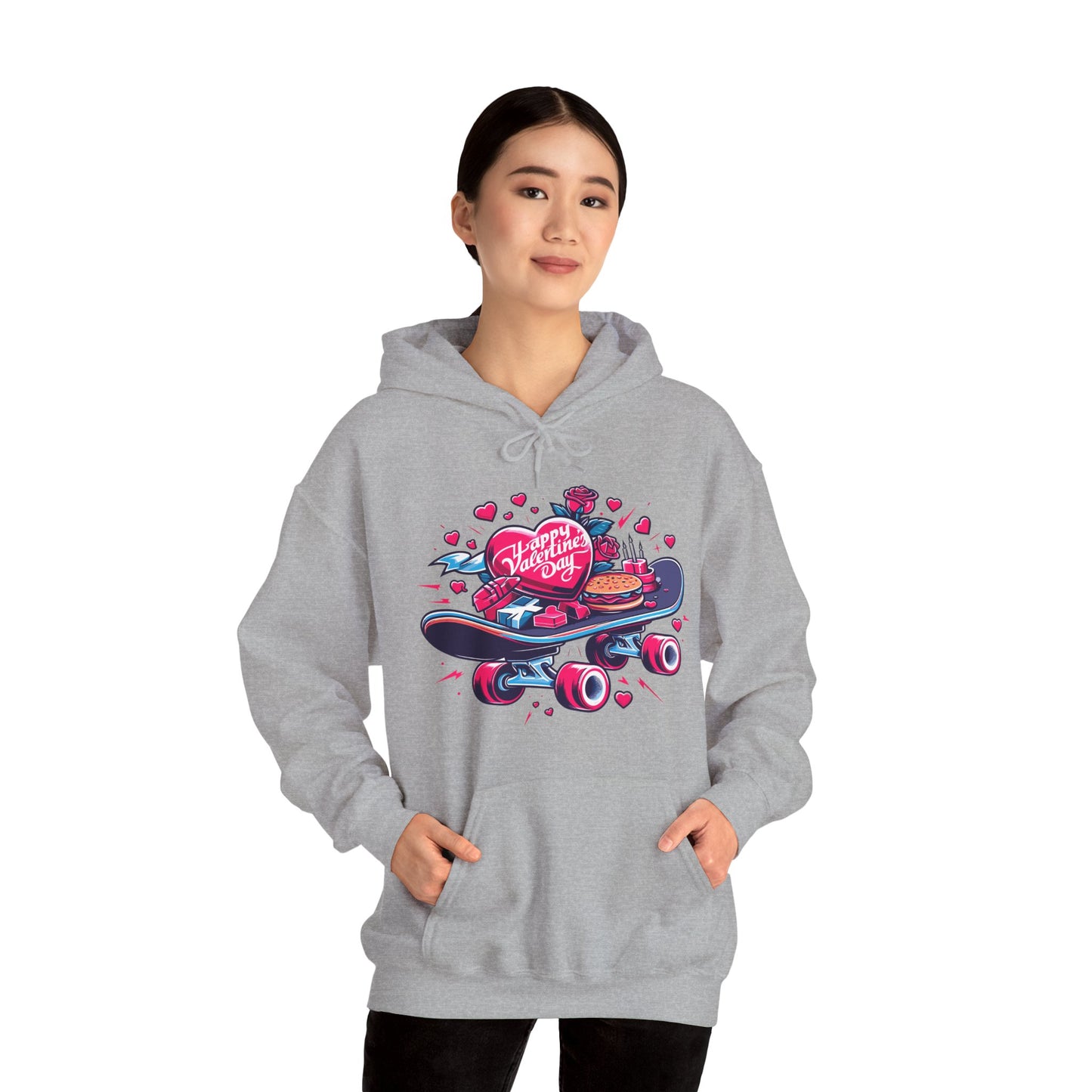 Skateboard Valentine's Hoodie | Edgy "Ride & Love" Graphic Sweatshirt | Funny Skater Gift