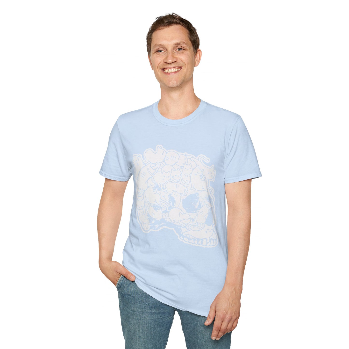 Spooky Feline Fun - Halloween Skull & Cats T-Shirt | Unique October Apparel