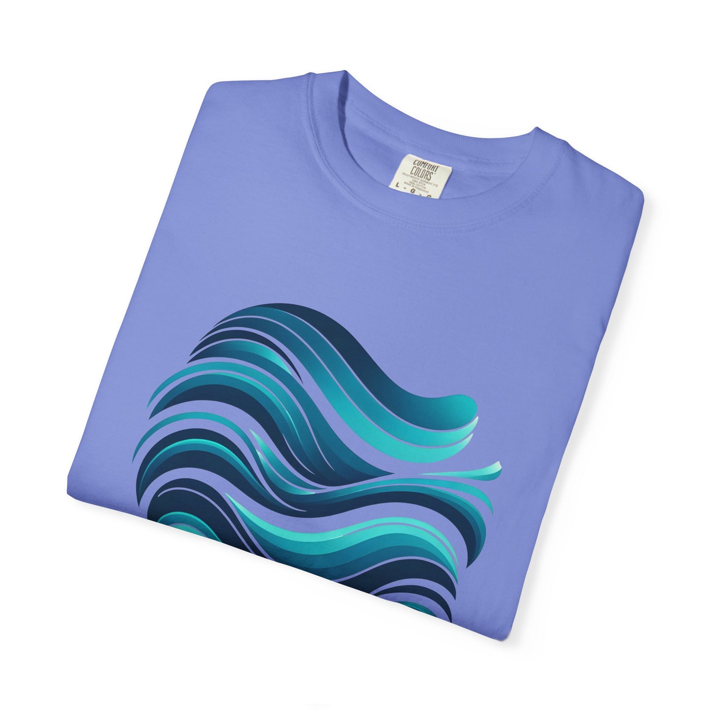 Abstract Ocean Wave T-Shirt  Modern Aqua Design   Artistic Sea Wave