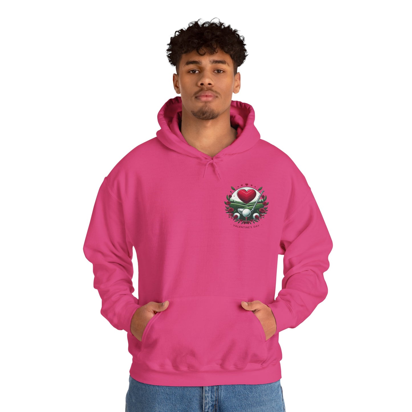 Viral Valentines Golf Heart Hoodie - Cute Roses & Golf Ball Graphic Unisex Sweatshirt - Unique Romantic Golfer Gift