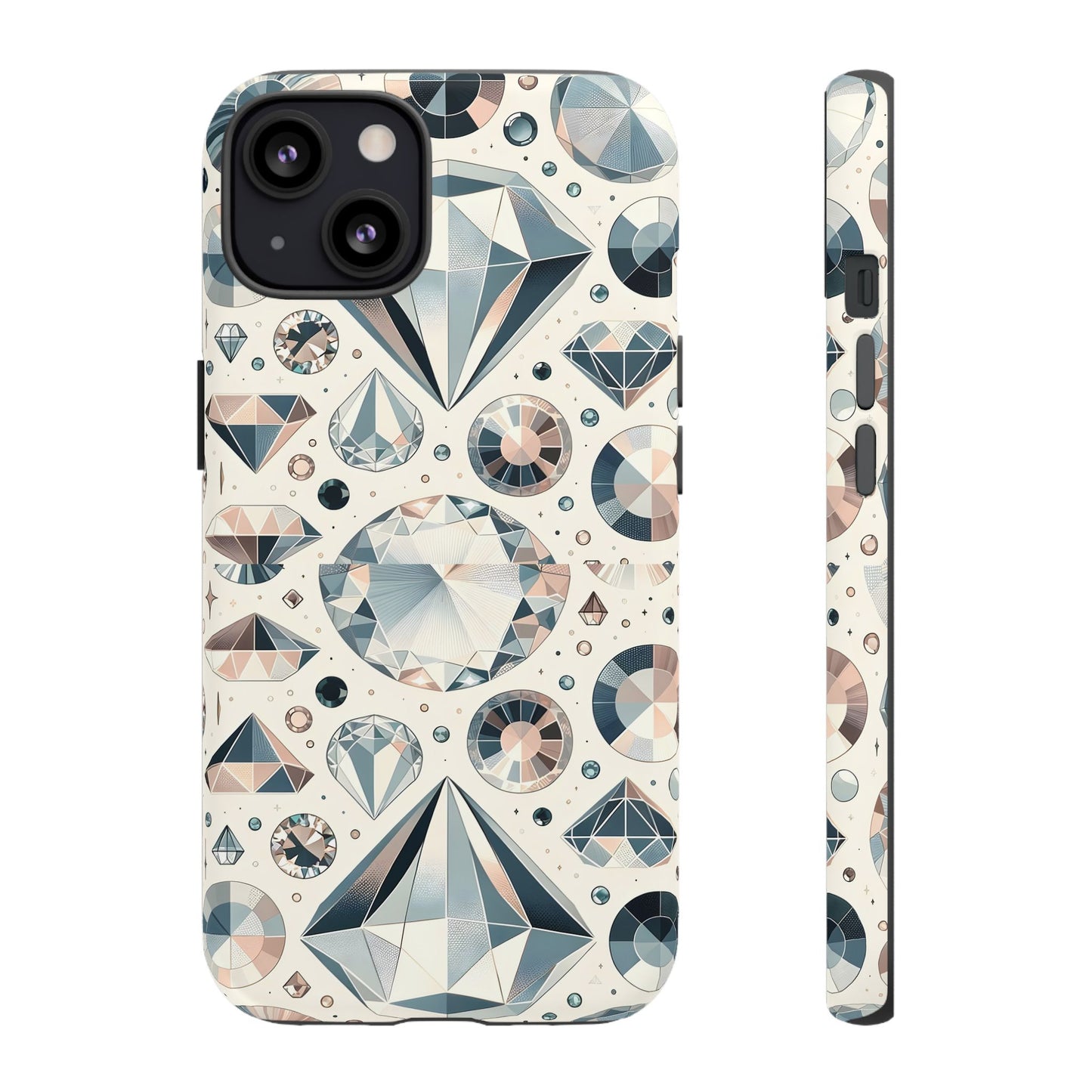 Diamond Pattern iPhone Case | Dual Layer Tough Cover | Luxury Gemstone Print | Glossy or Matte Finish | Shockproof Polycarbonate & TPU Shell