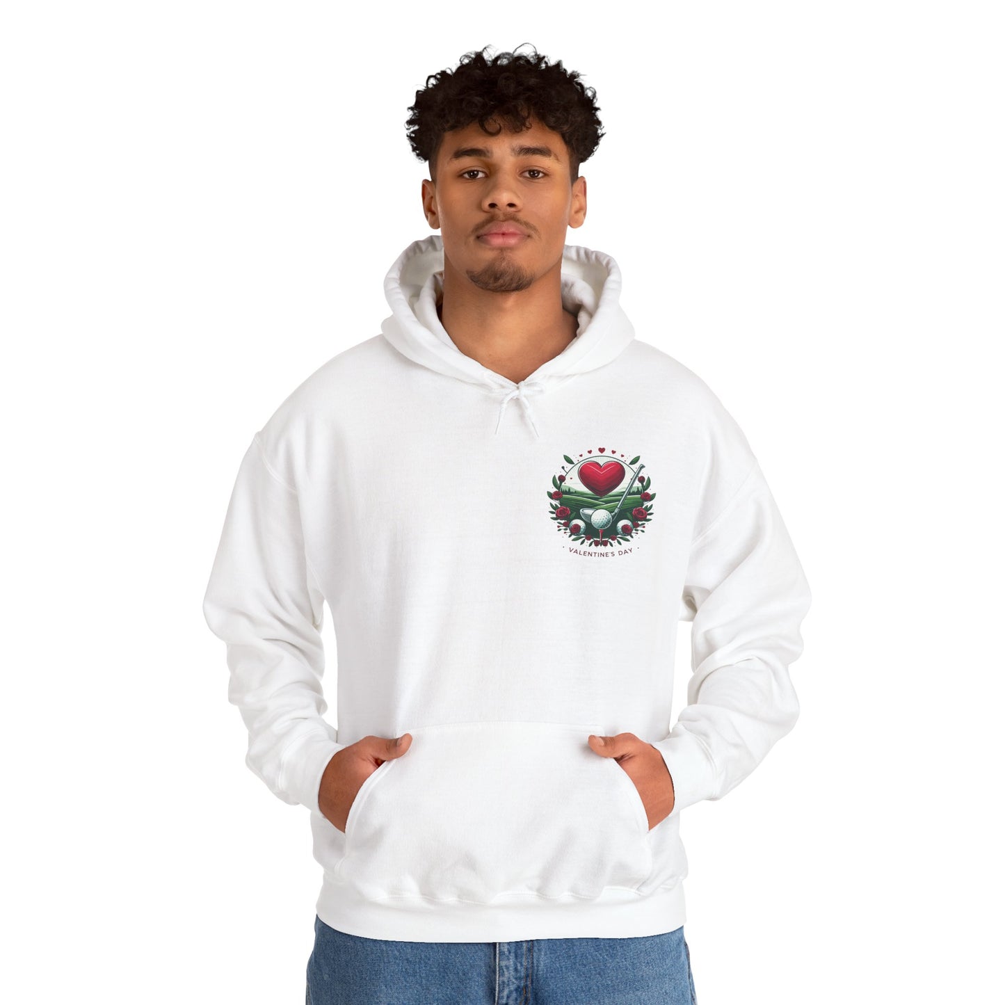 Viral Valentines Golf Heart Hoodie - Cute Roses & Golf Ball Graphic Unisex Sweatshirt - Unique Romantic Golfer Gift