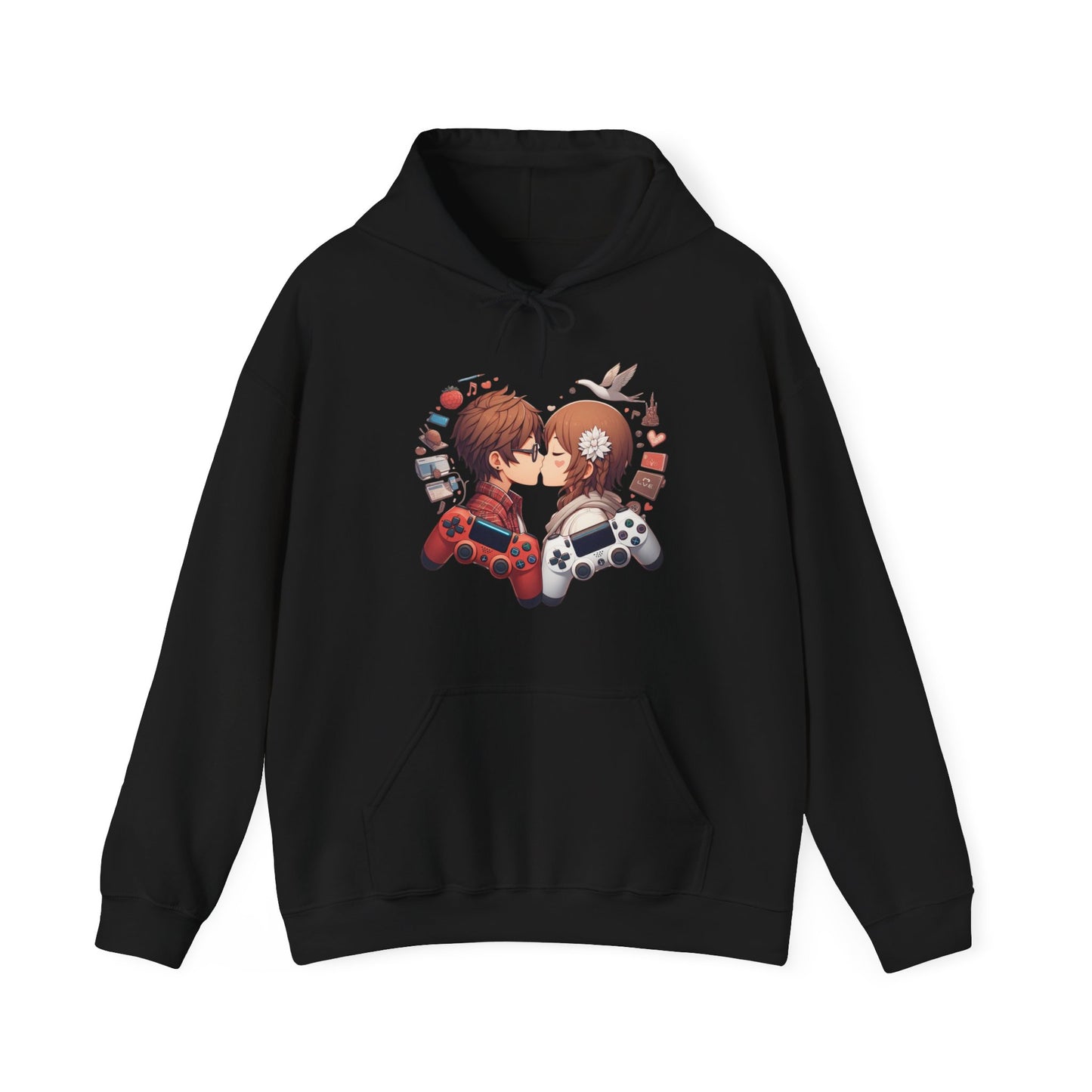 Retro Cyberpunk Gaming Couple Hoodie | Kawaii Valentine's Day Gamer Gift