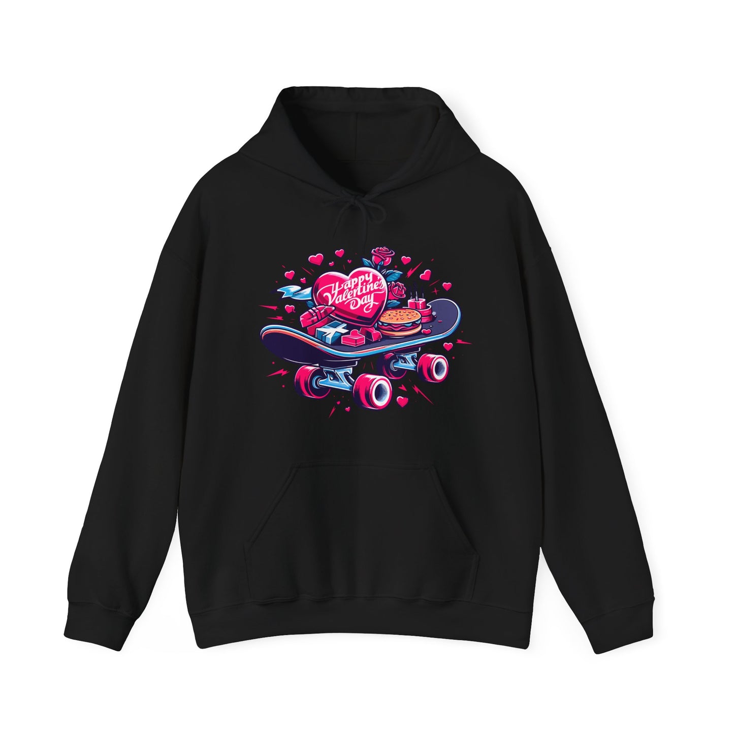 Skateboard Valentine's Hoodie | Edgy "Ride & Love" Graphic Sweatshirt | Funny Skater Gift
