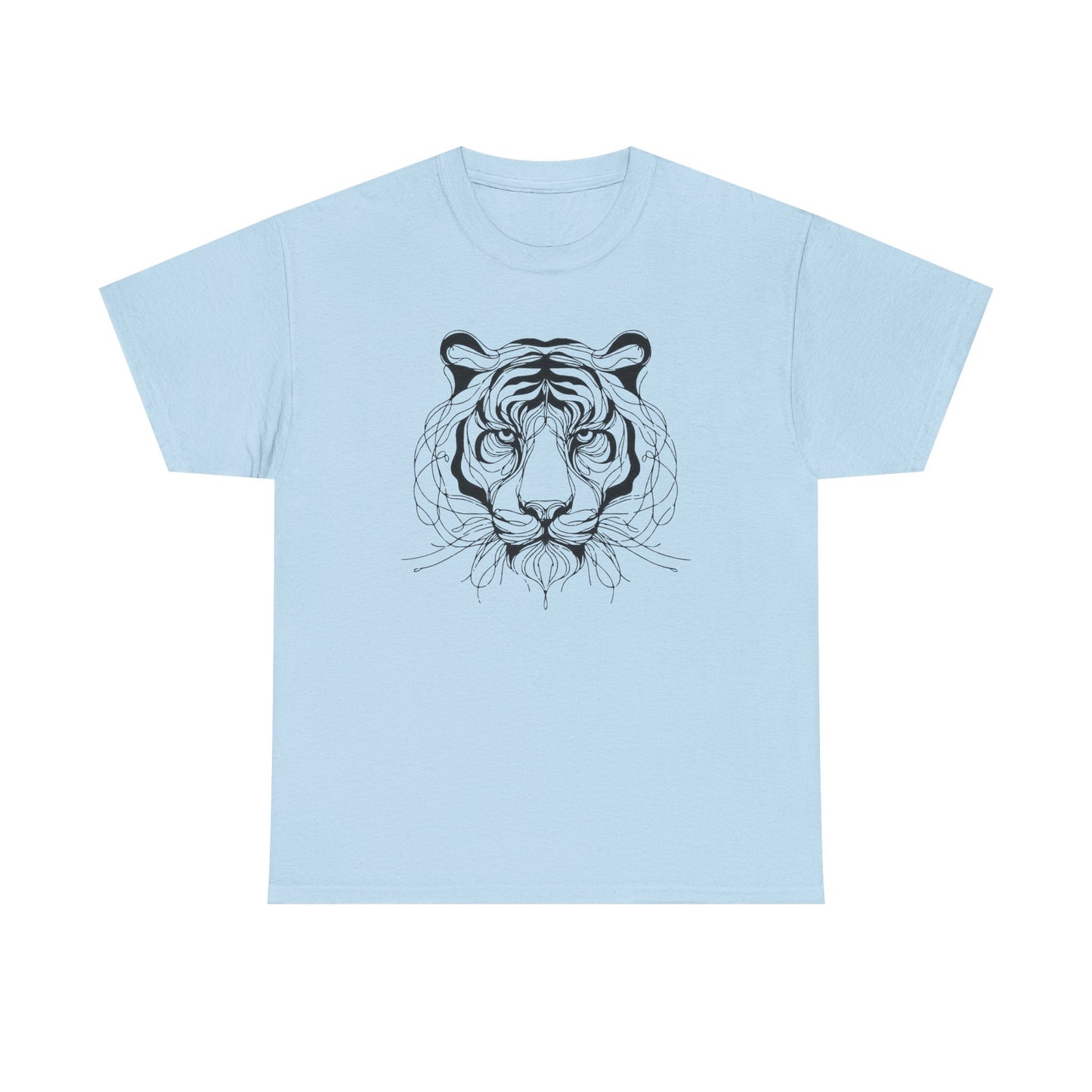 Tiger Line Art Shirt | Wild Animal Sketch Tee | Minimalist Big Cat Face Top | Heavy Cotton 100% Cotton Gift | Unisex Graphic T-Shirt