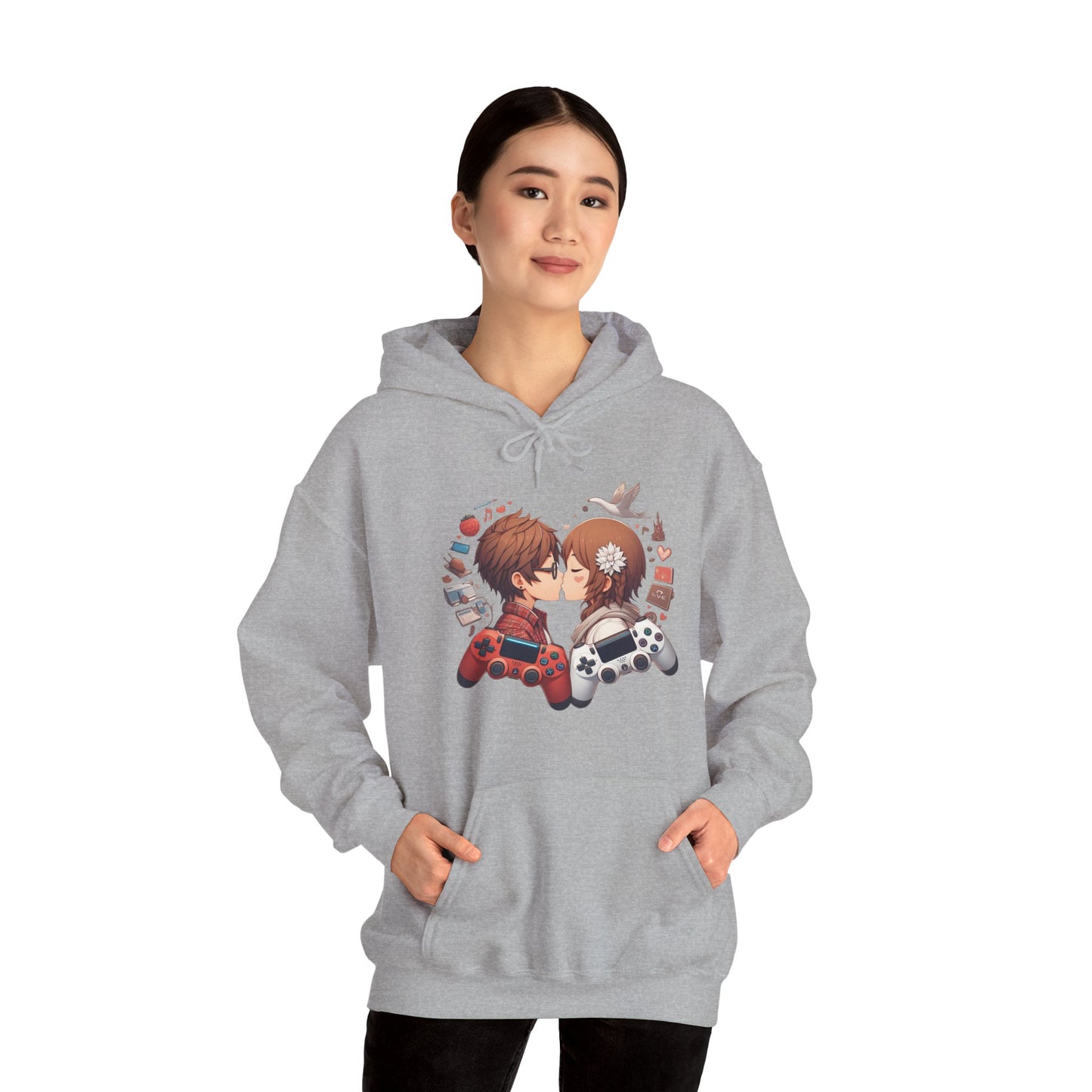 Retro Cyberpunk Gaming Couple Hoodie | Kawaii Valentine's Day Gamer Gift