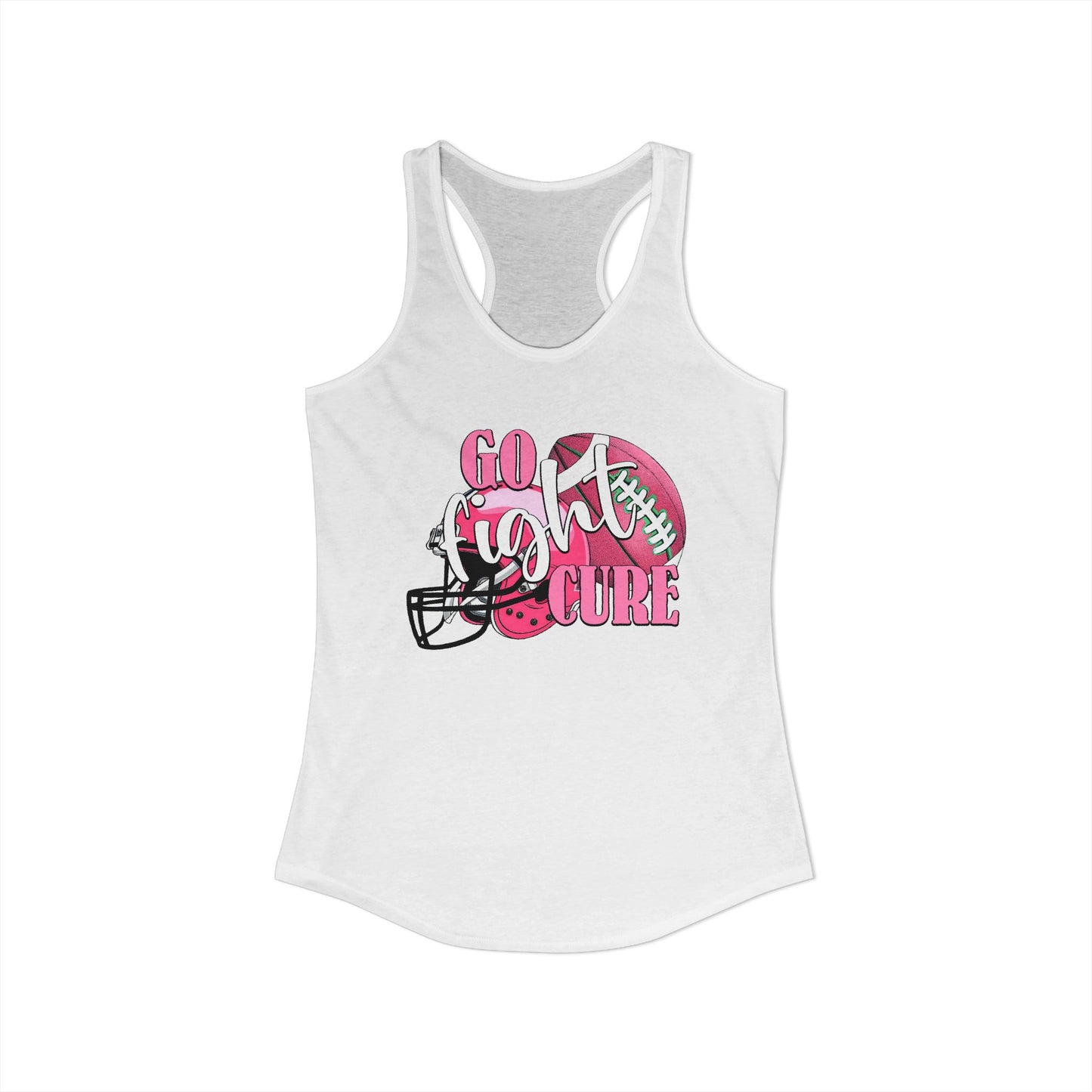 Go Fight Cure – Pink Ribbon Football Racerback Tank for Game‑Day Breast Cancer Awareness