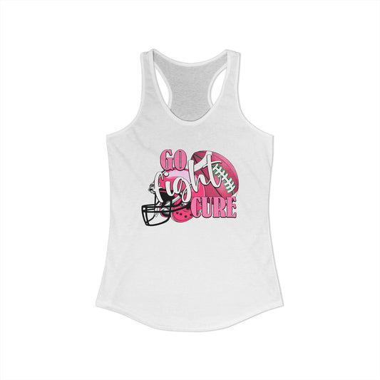 Go Fight Cure – Pink Ribbon Football Racerback Tank for Game‑Day Breast Cancer Awareness
