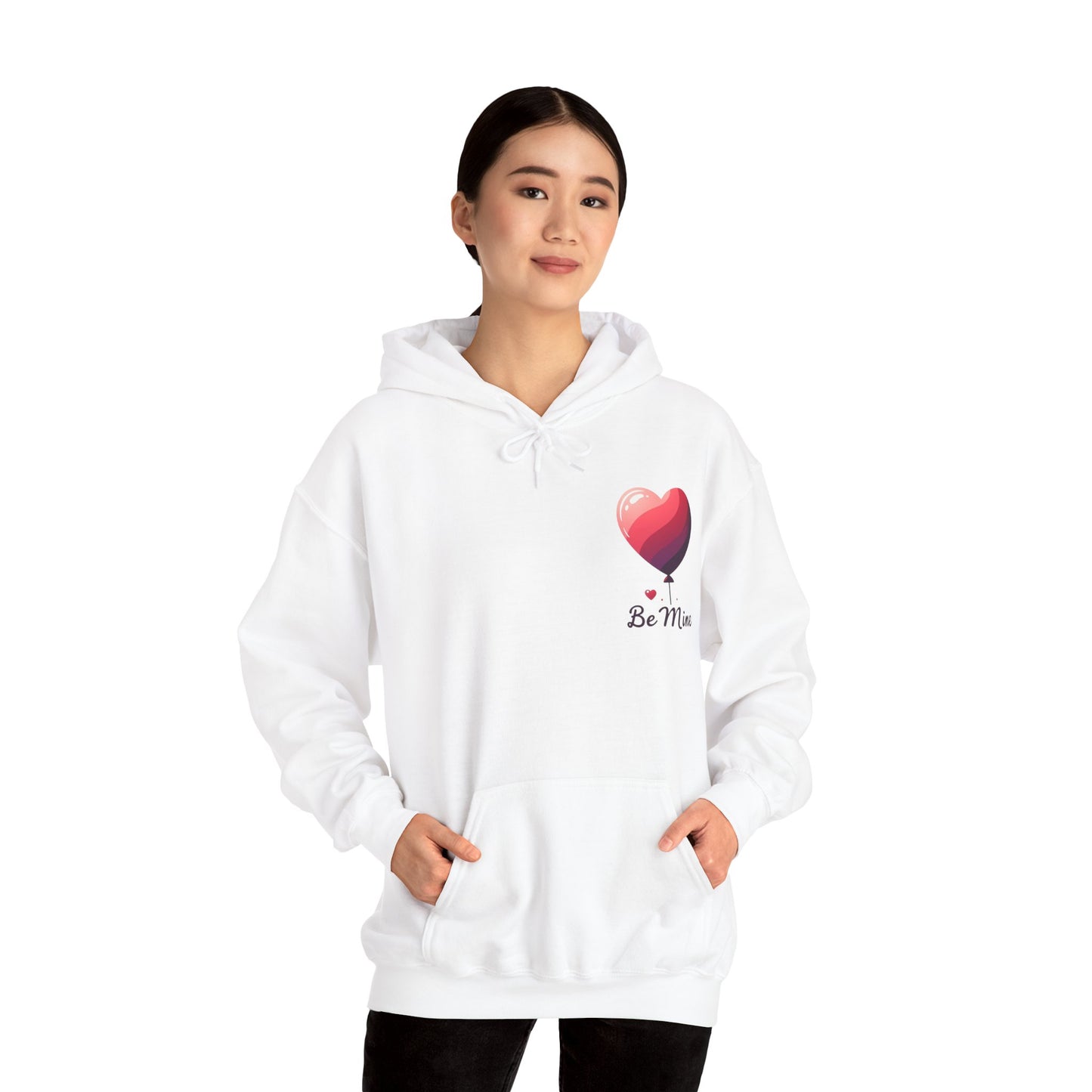 Minimalist Be Mine Valentine Heart Balloon Hoodie | Aesthetic Romantic Couple Sweatshirt