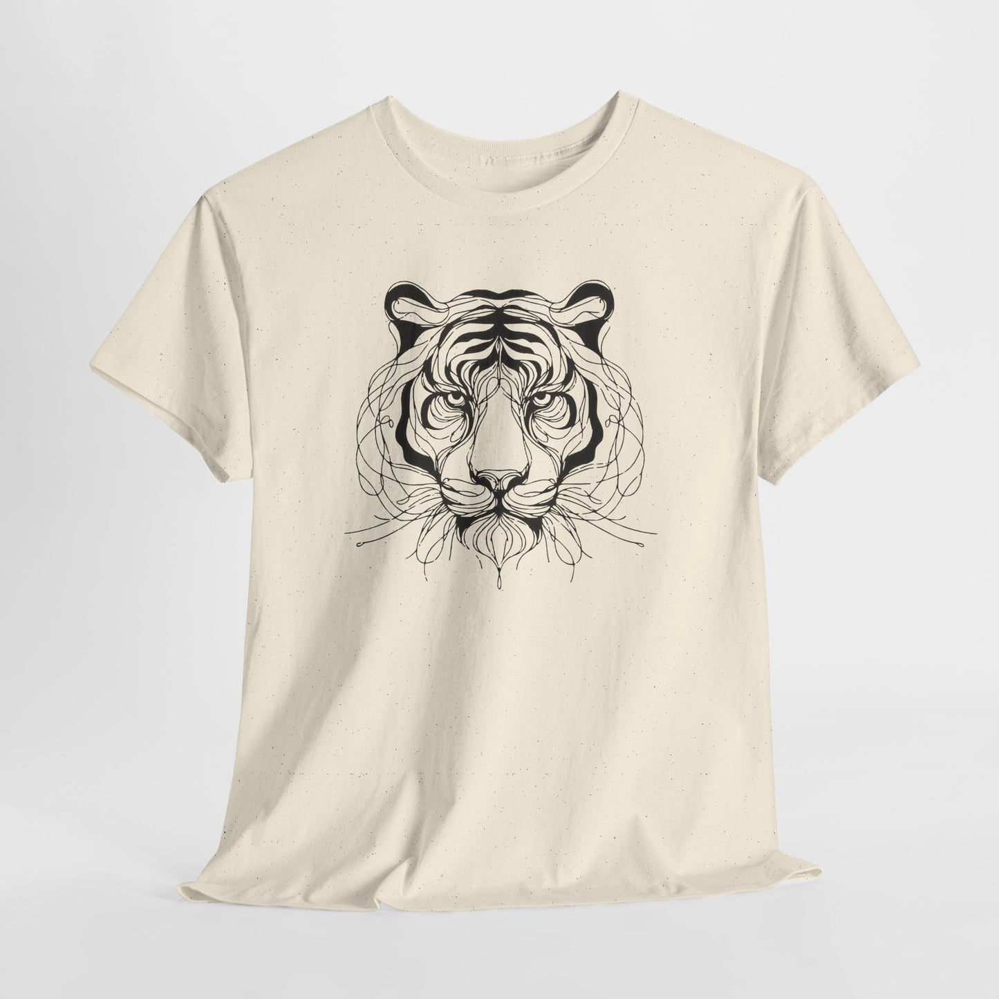 Tiger Line Art Shirt | Wild Animal Sketch Tee | Minimalist Big Cat Face Top | Heavy Cotton 100% Cotton Gift | Unisex Graphic T-Shirt