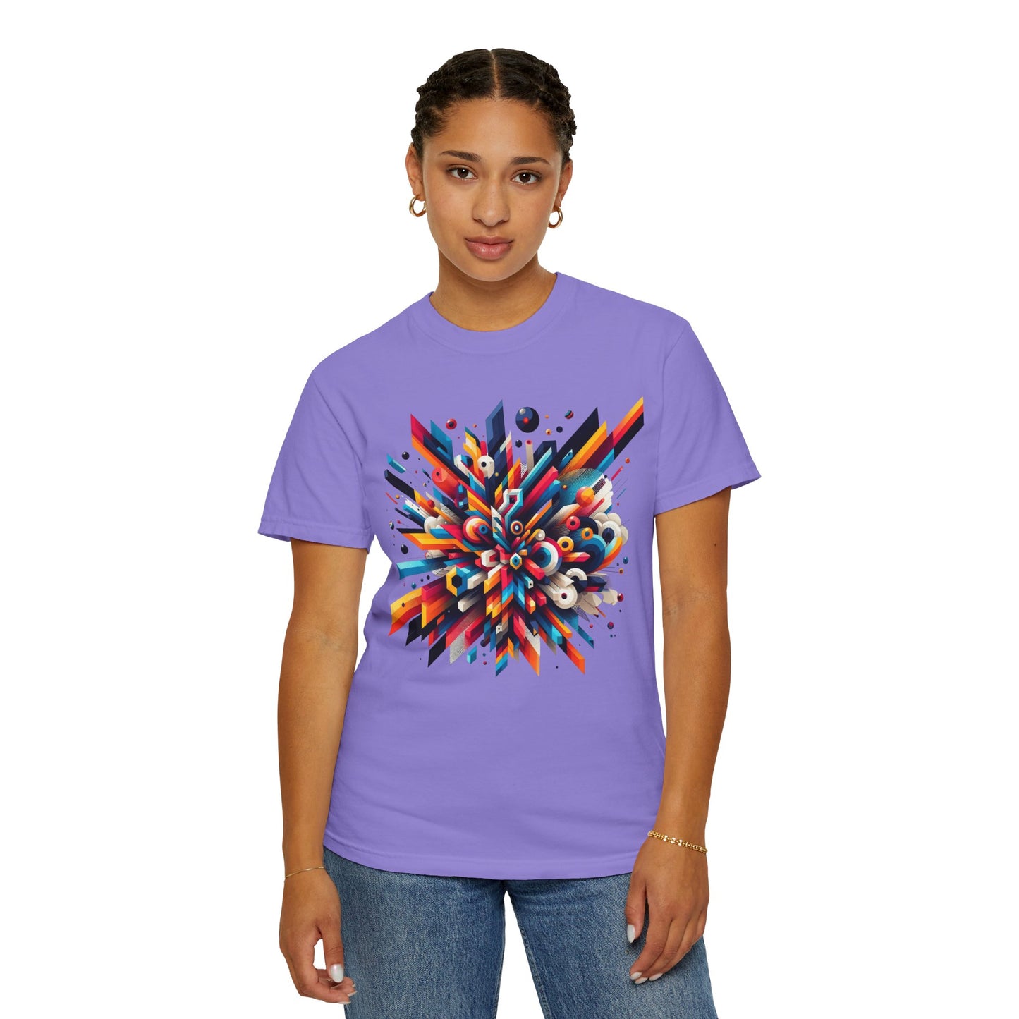 Abstract Art Energy Shirt | Comfort Colors 1717 | Vibrant Geometric Explosion Tee | Soft Washed Garment Dyed Cotton | Artistic Streetwear