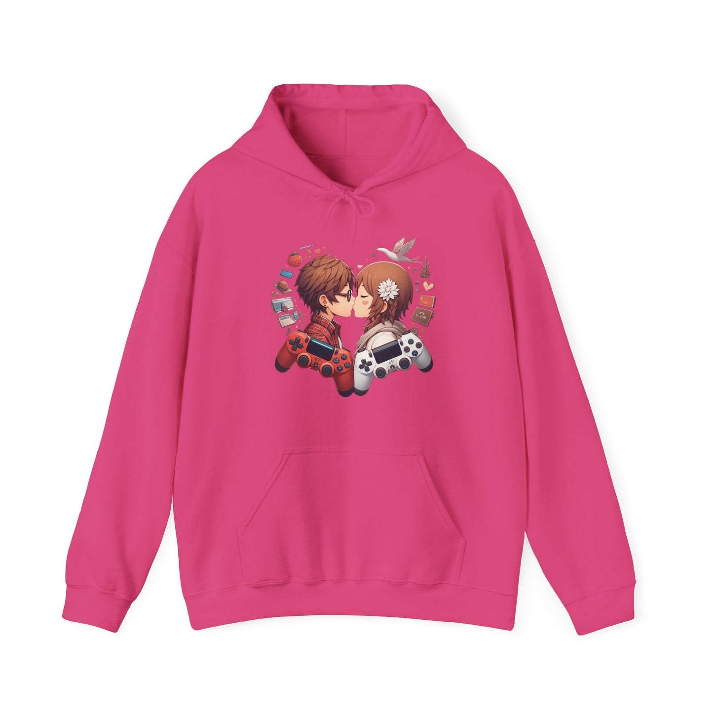 Retro Cyberpunk Gaming Couple Hoodie | Kawaii Valentine's Day Gamer Gift
