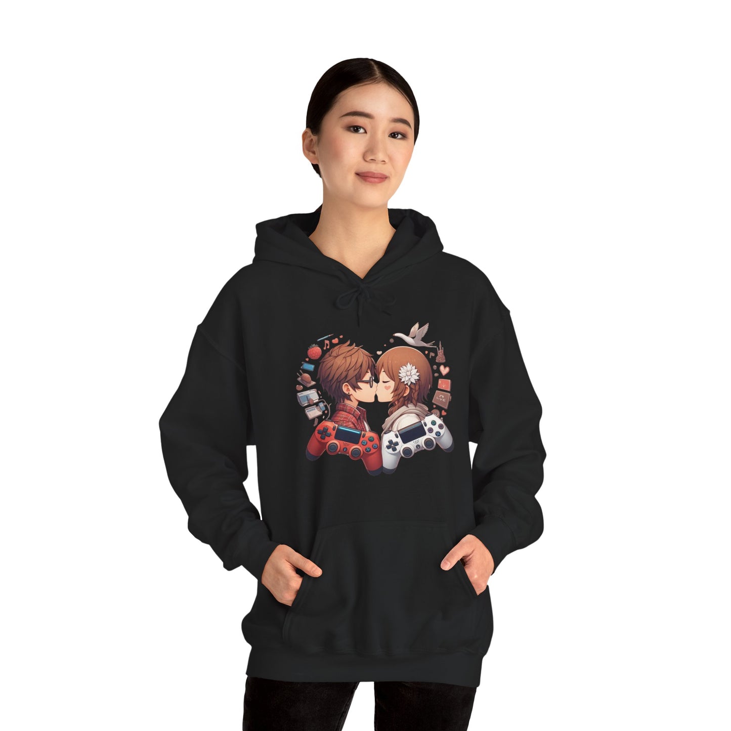 Retro Cyberpunk Gaming Couple Hoodie | Kawaii Valentine's Day Gamer Gift