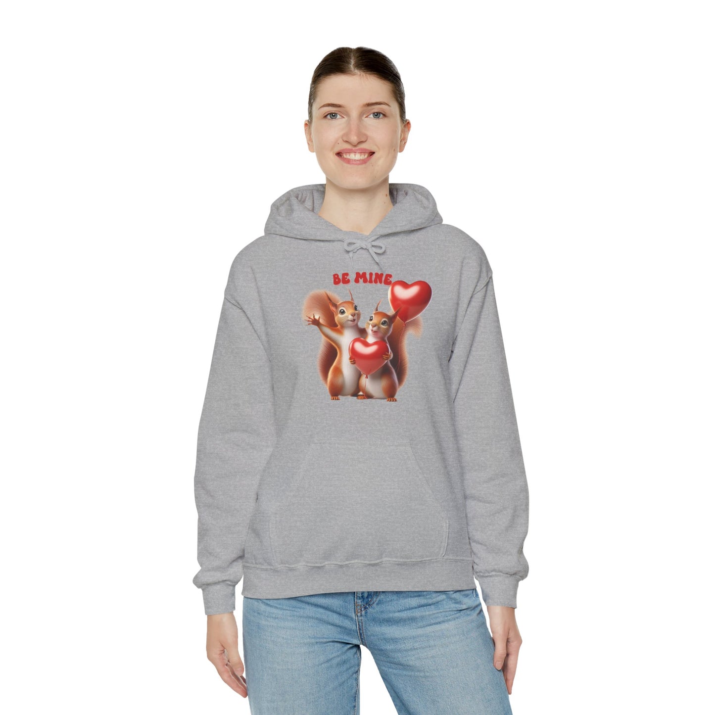 Nutty for You: "Be Mine" Squirrel Couple Love Heart Hoodie
