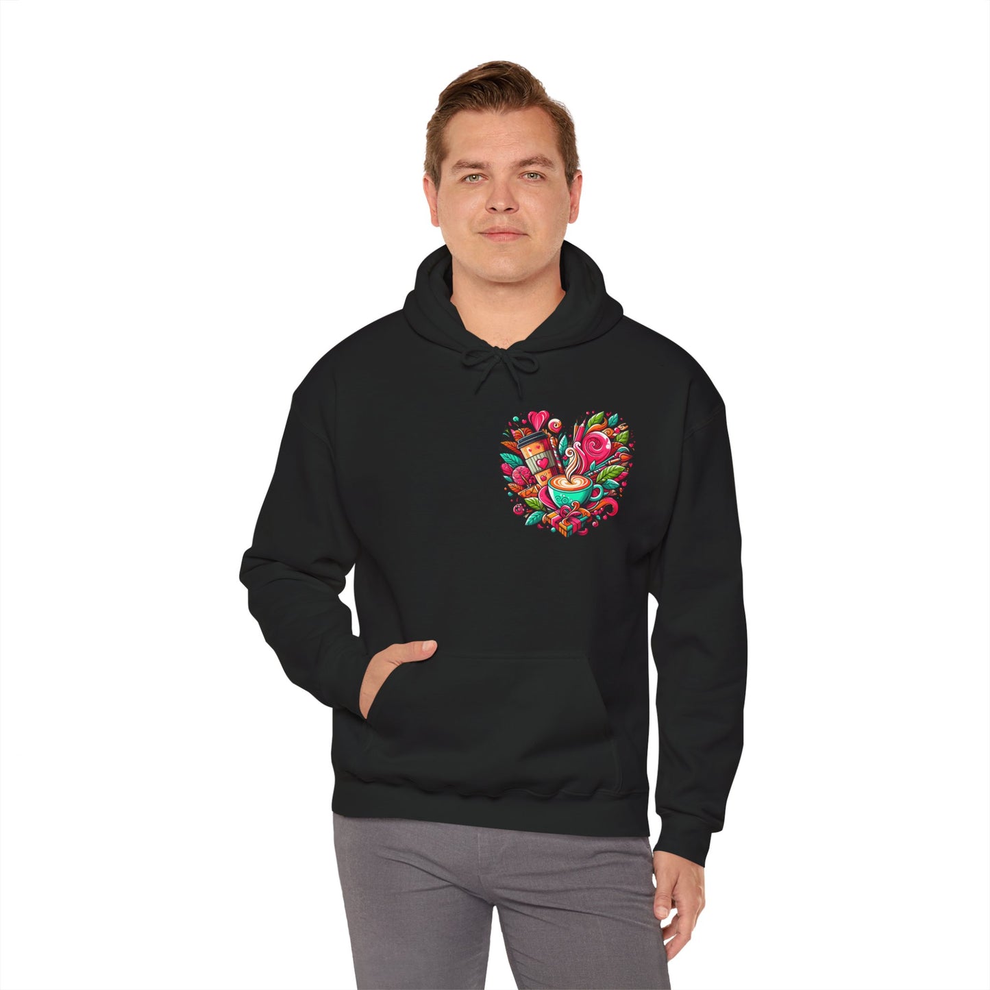 Urban Brew: Vibrant Graffiti Coffee Love Heart Hoodie