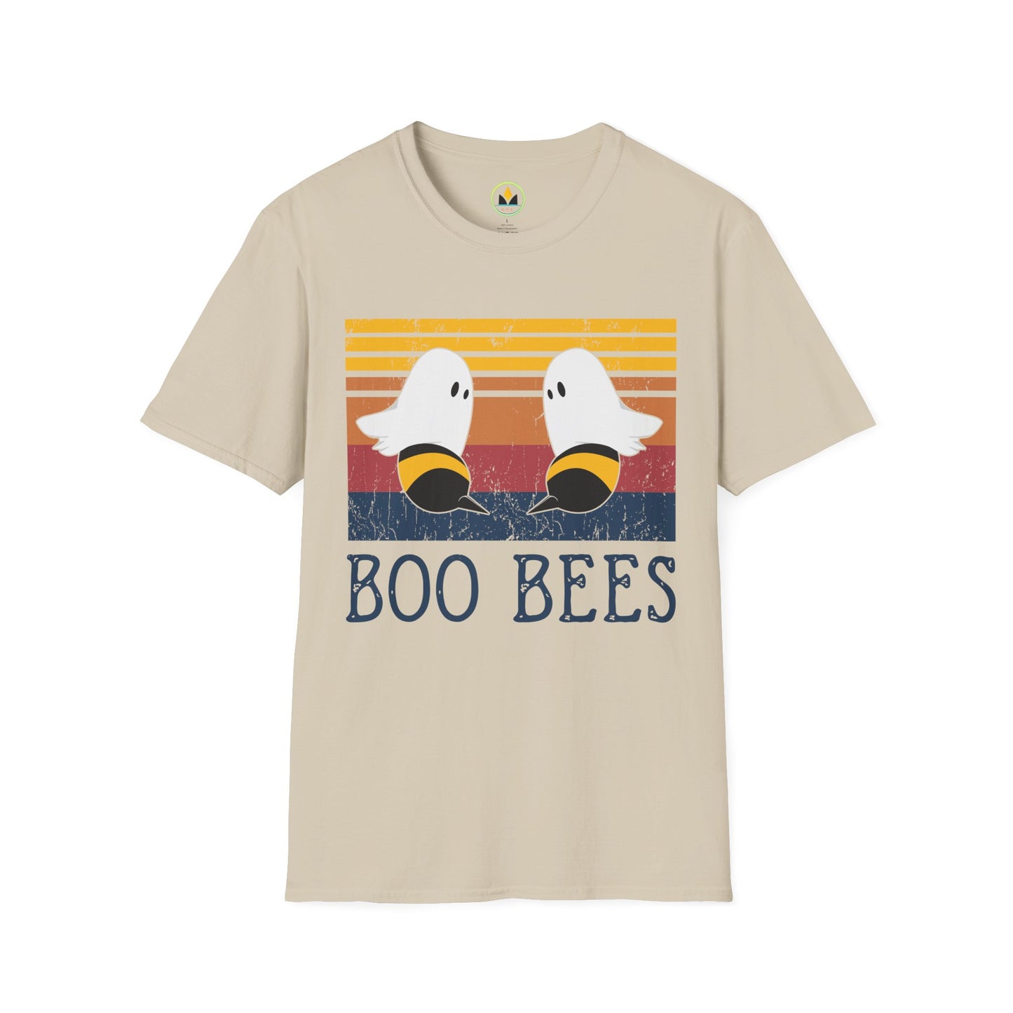 BOO BEES Retro Ghost‑Bee T‑Shirt – Funny Halloween Pun Tee for Spooky Season