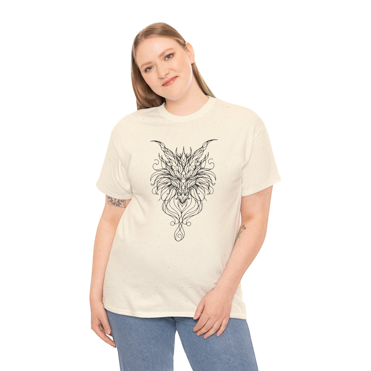 Dragon Line Art Shirt | Mythical Creature Sketch Tee | Minimalist Tattoo Style Top | Intricate Fantasy Art Gift | Unisex White T-Shirt