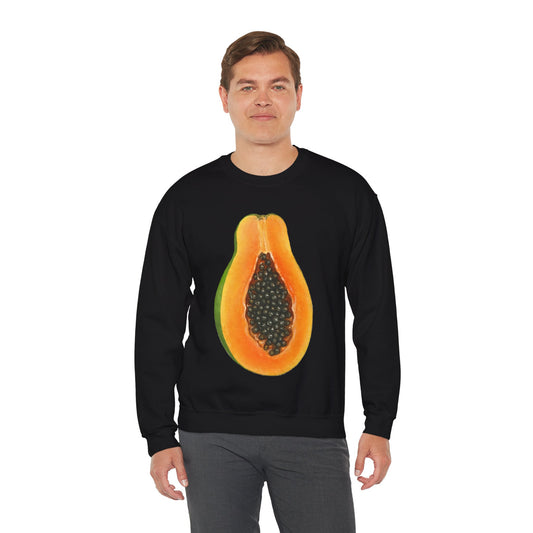 Papaya Slice Crewneck Sweatshirt | Aesthetic Tropical Fruit Pullover | Funny Lazy Halloween Costume & Foodie Gift