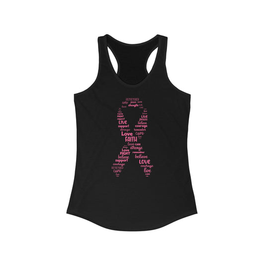 Women’s Cancer Awareness Tank Top - Empowerment Word Ribbon Design