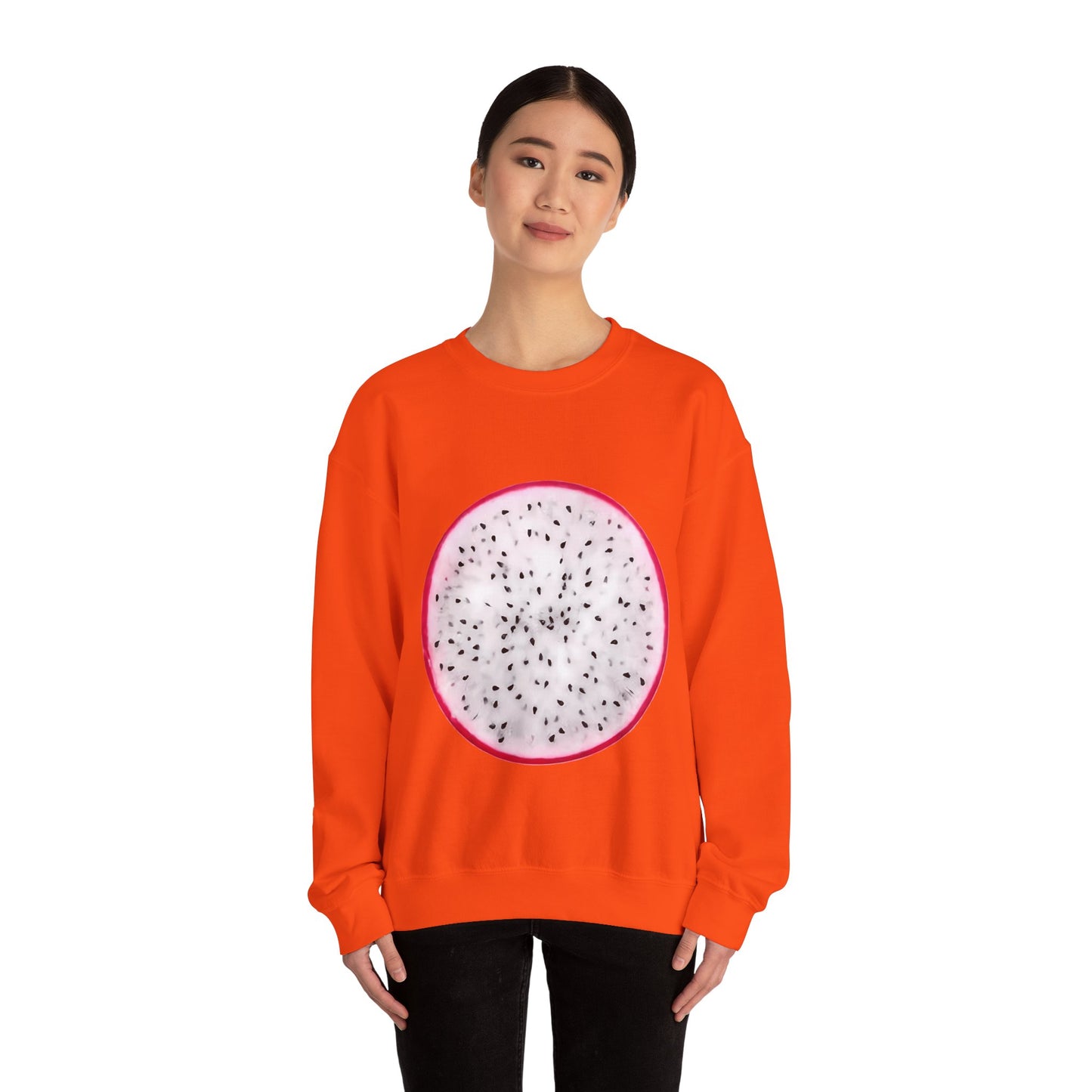 Dragon Fruit Slice Crewneck Sweatshirt | Aesthetic "Pitaya" Pullover | Funny Lazy Halloween Costume & Foodie Gif