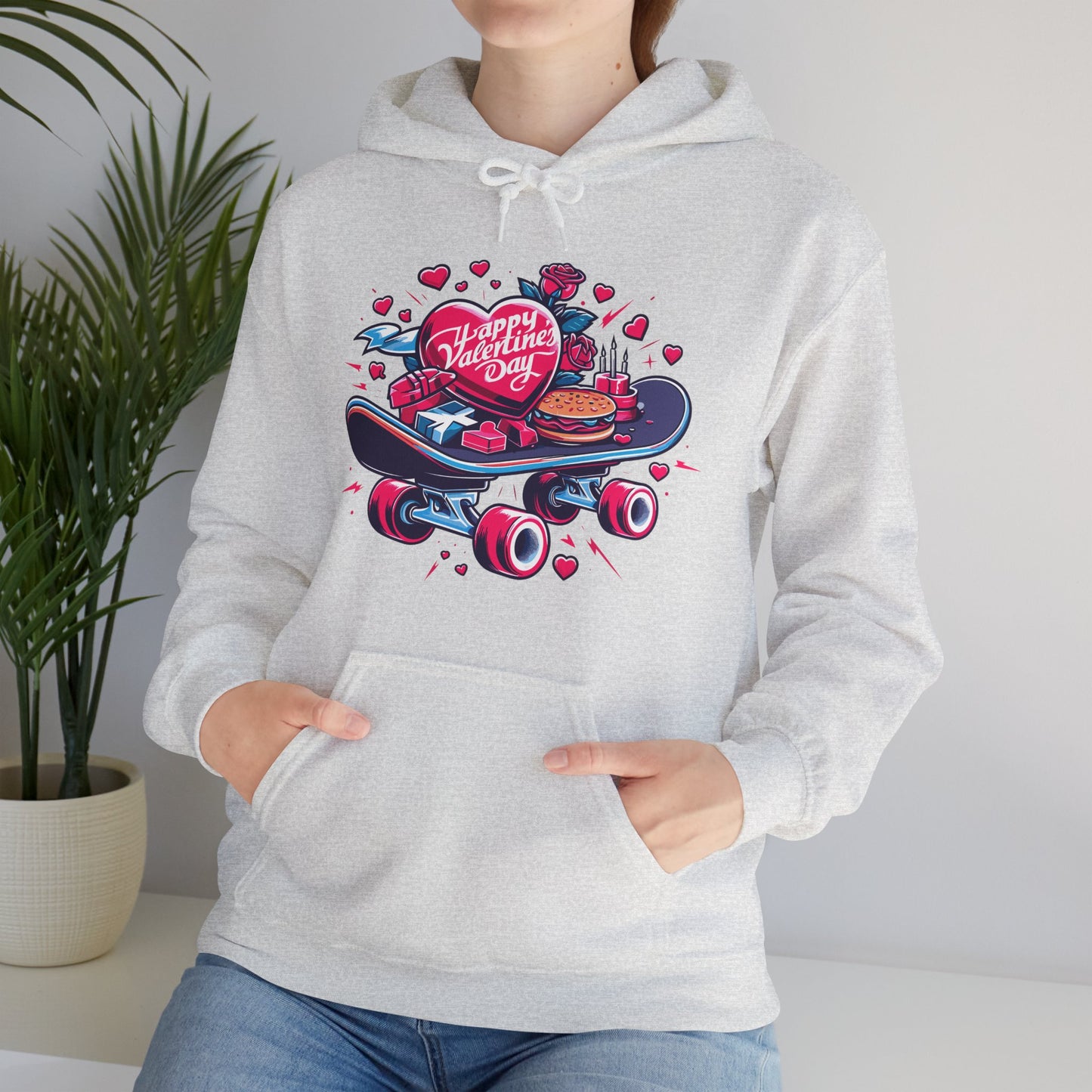 Skateboard Valentine's Hoodie | Edgy "Ride & Love" Graphic Sweatshirt | Funny Skater Gift