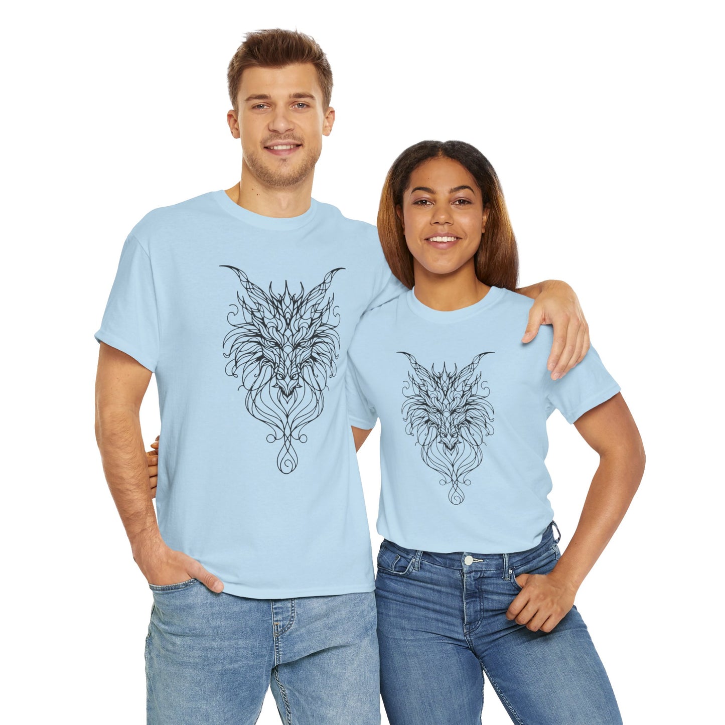 Mystical Dragon Line Art Tee – Elegant Fantasy Creature Design