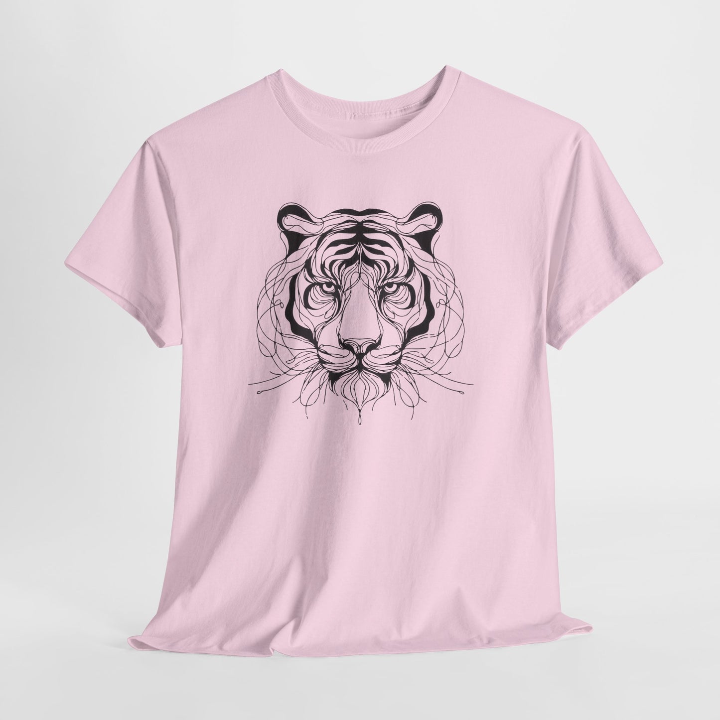 Tiger Line Art Shirt | Wild Animal Sketch Tee | Minimalist Big Cat Face Top | Heavy Cotton 100% Cotton Gift | Unisex Graphic T-Shirt