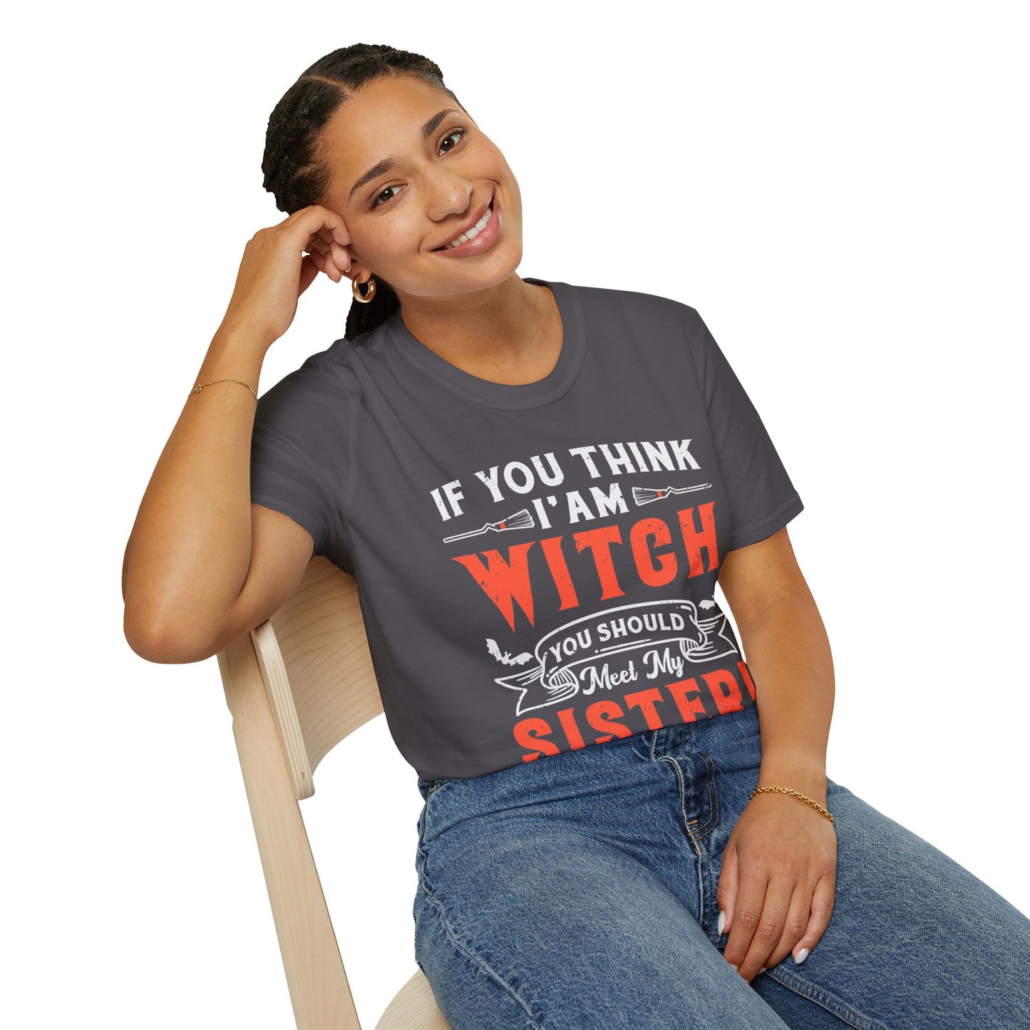 Humorous Witch Sister Halloween Unique Spooky Season Softstyle T-Shirt