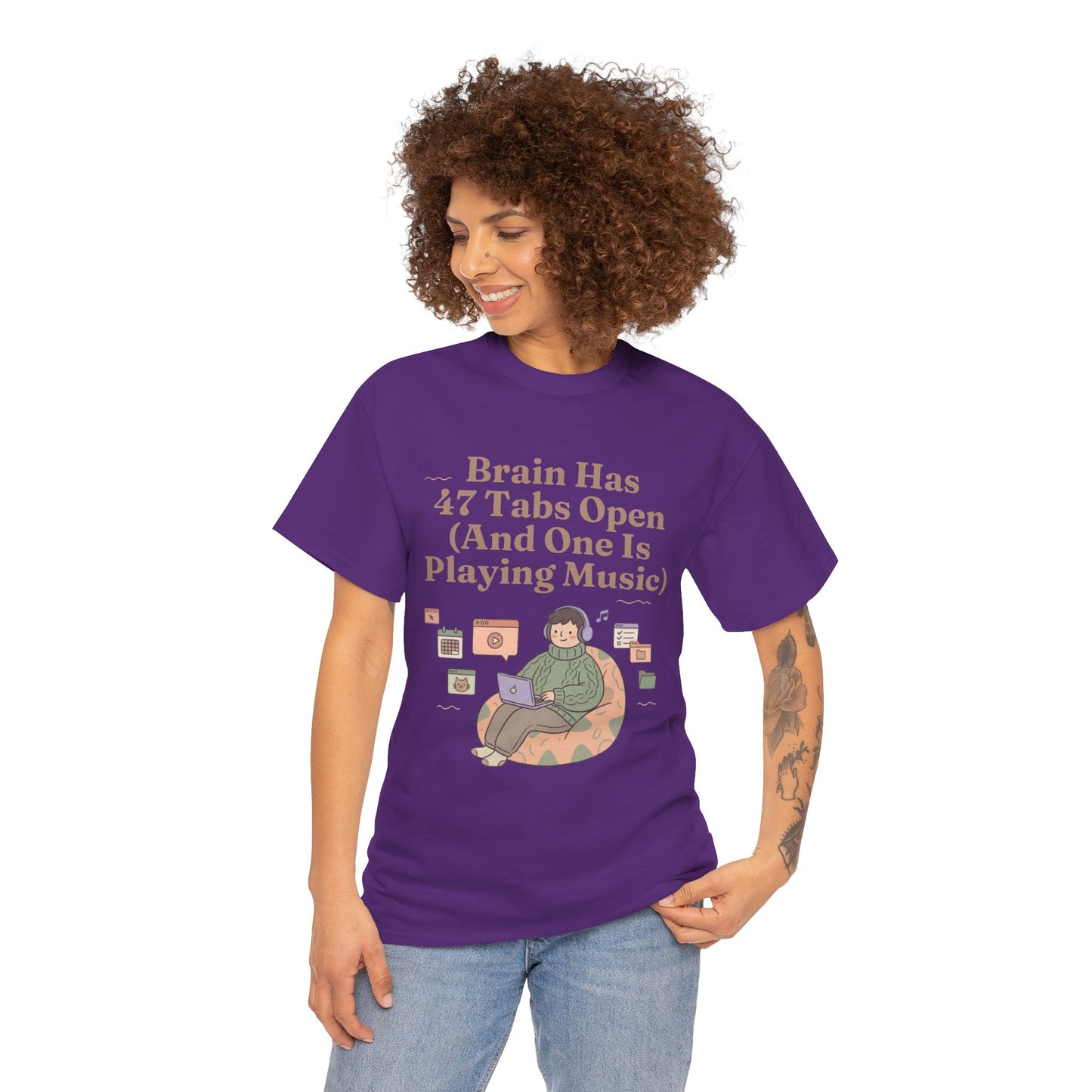 ADHD Lofi Aesthetic: 'Brain Has 47 Tabs Open (And One Is Playing Music)' Graphic Tee