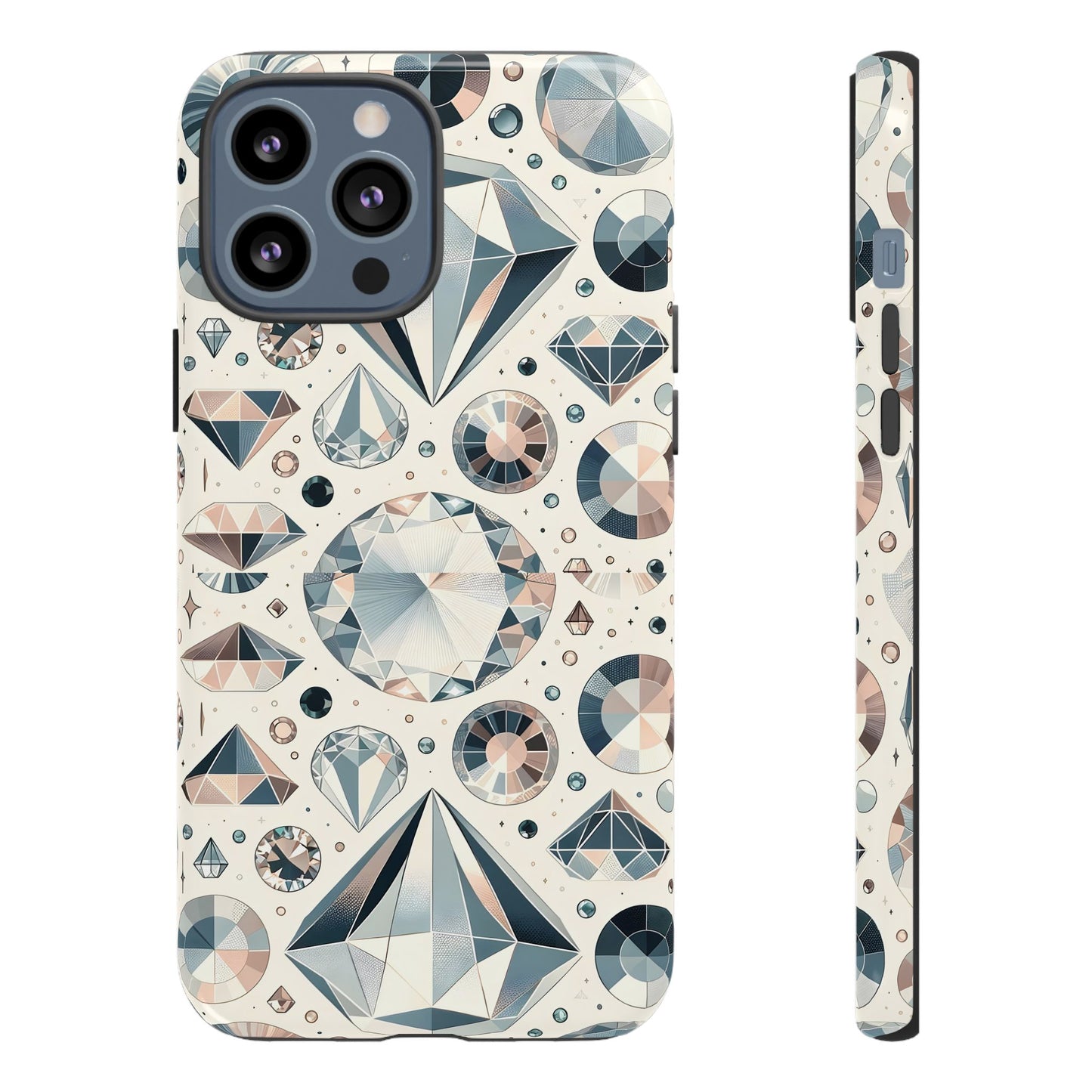 Diamond Pattern iPhone Case | Dual Layer Tough Cover | Luxury Gemstone Print | Glossy or Matte Finish | Shockproof Polycarbonate & TPU Shell