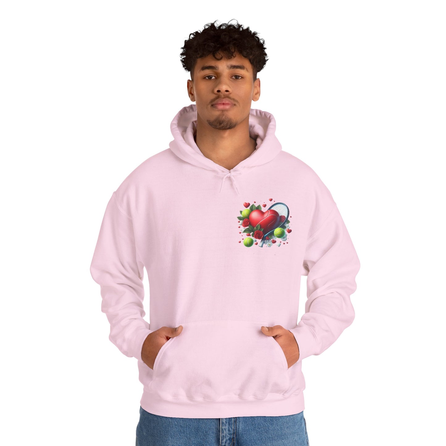 Tennis Love Hoodie: Heart Racquet Roses Balls Unisex Sweatshirt