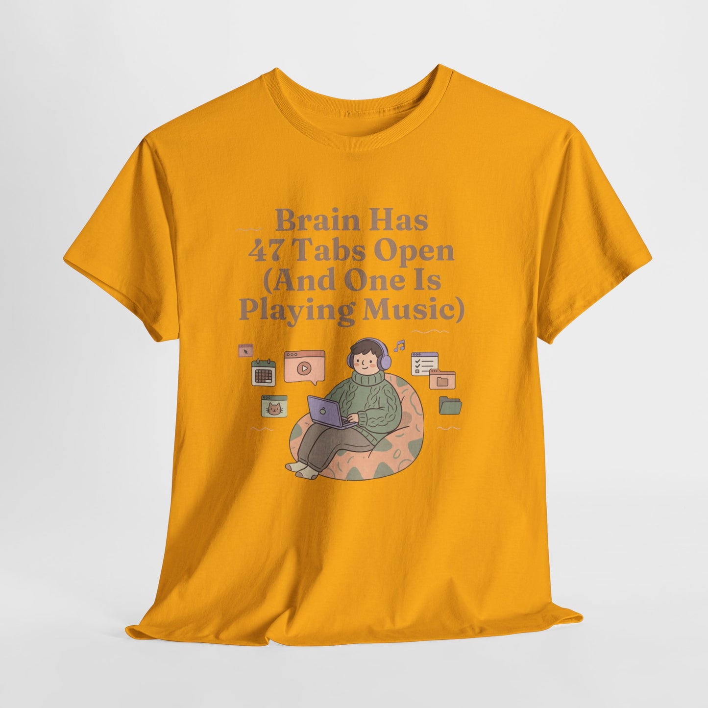 ADHD Lofi Aesthetic: 'Brain Has 47 Tabs Open (And One Is Playing Music)' Graphic Tee