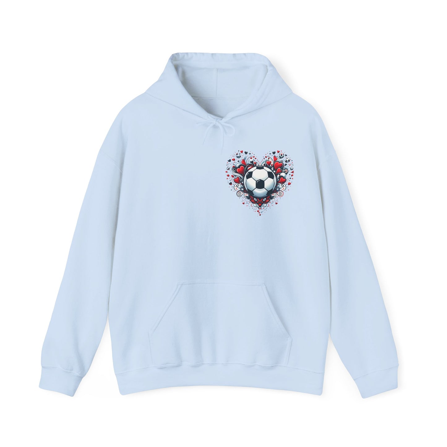 Love the Game Soccer Heart Hoodie | Minimalist Left-Chest Print | Soccer Mom & Fan Gift