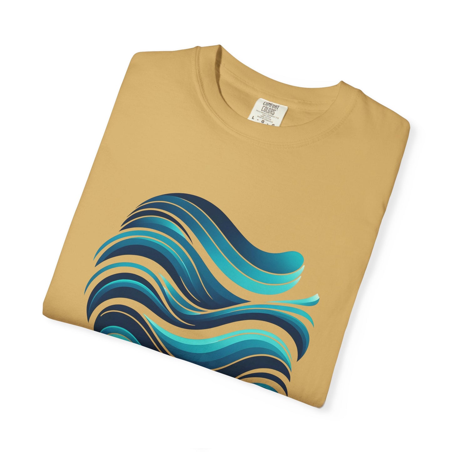 Abstract Ocean Wave T-Shirt  Modern Aqua Design   Artistic Sea Wave