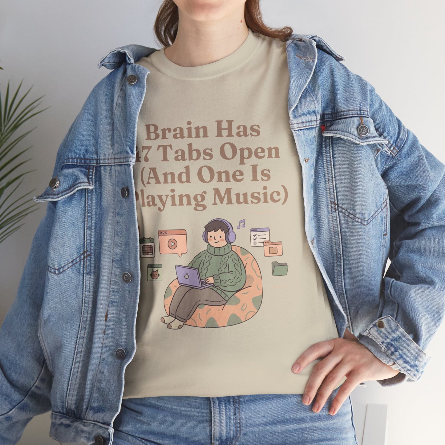 ADHD Lofi Aesthetic: 'Brain Has 47 Tabs Open (And One Is Playing Music)' Graphic Tee