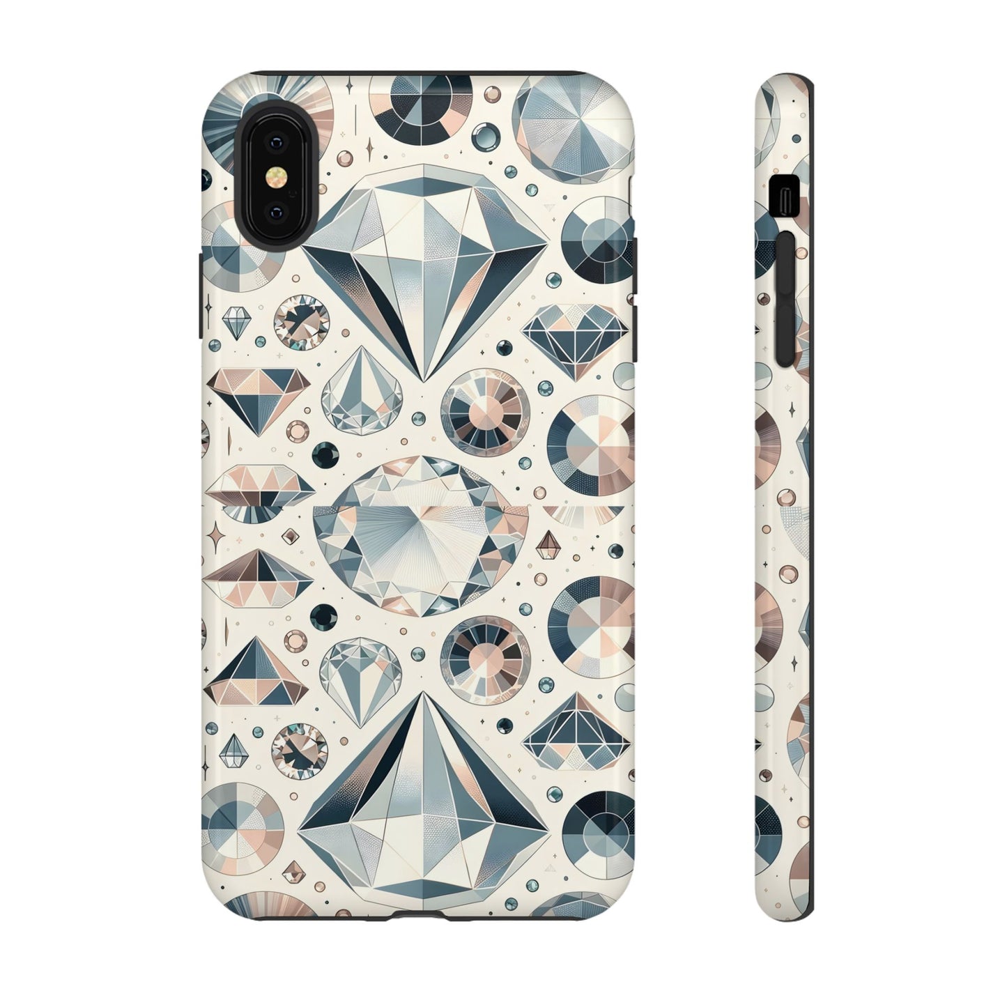 Diamond Pattern iPhone Case | Dual Layer Tough Cover | Luxury Gemstone Print | Glossy or Matte Finish | Shockproof Polycarbonate & TPU Shell