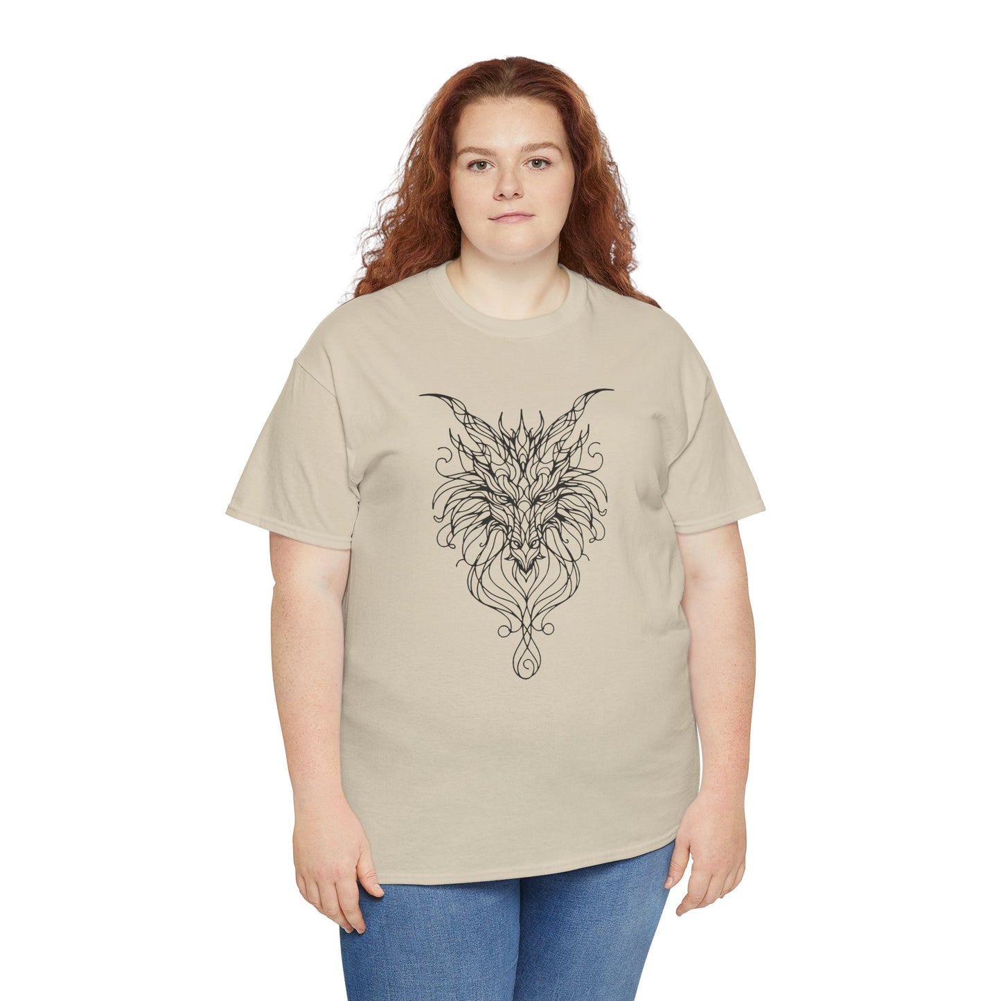 Dragon Line Art Shirt | Mythical Creature Sketch Tee | Minimalist Tattoo Style Top | Intricate Fantasy Art Gift | Unisex White T-Shirt