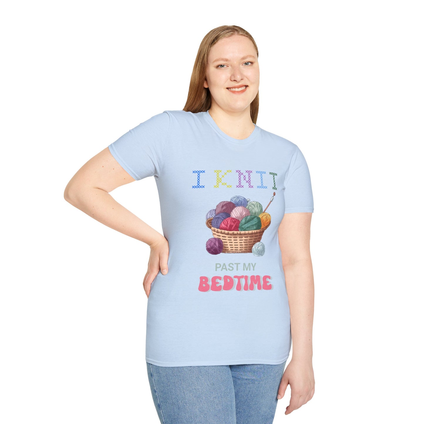 I Knit Past My Bedtime – Funny Yarn Lover T‑Shirt for Obsessive Night‑Owl Knitters