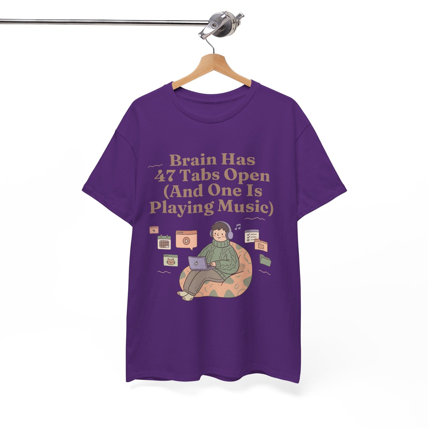 ADHD Lofi Aesthetic: 'Brain Has 47 Tabs Open (And One Is Playing Music)' Graphic Tee