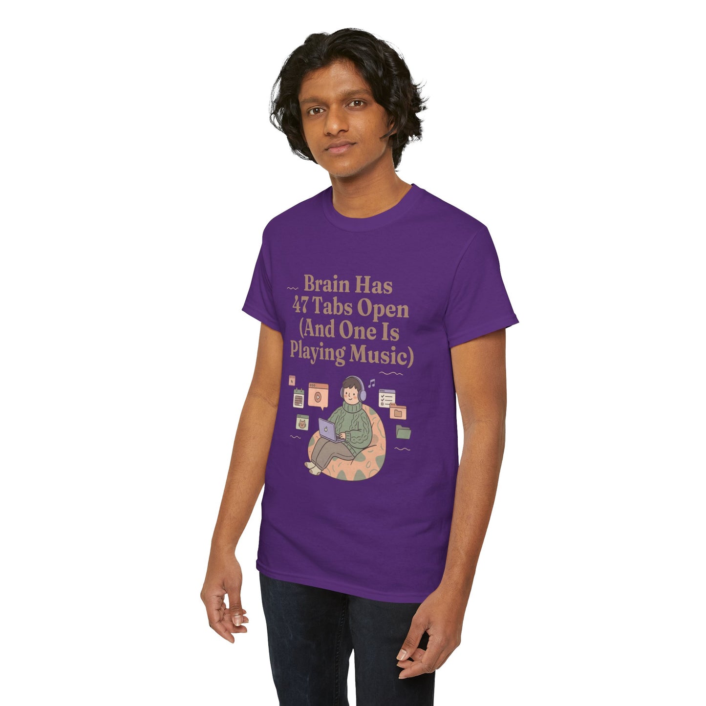 ADHD Lofi Aesthetic: 'Brain Has 47 Tabs Open (And One Is Playing Music)' Graphic Tee