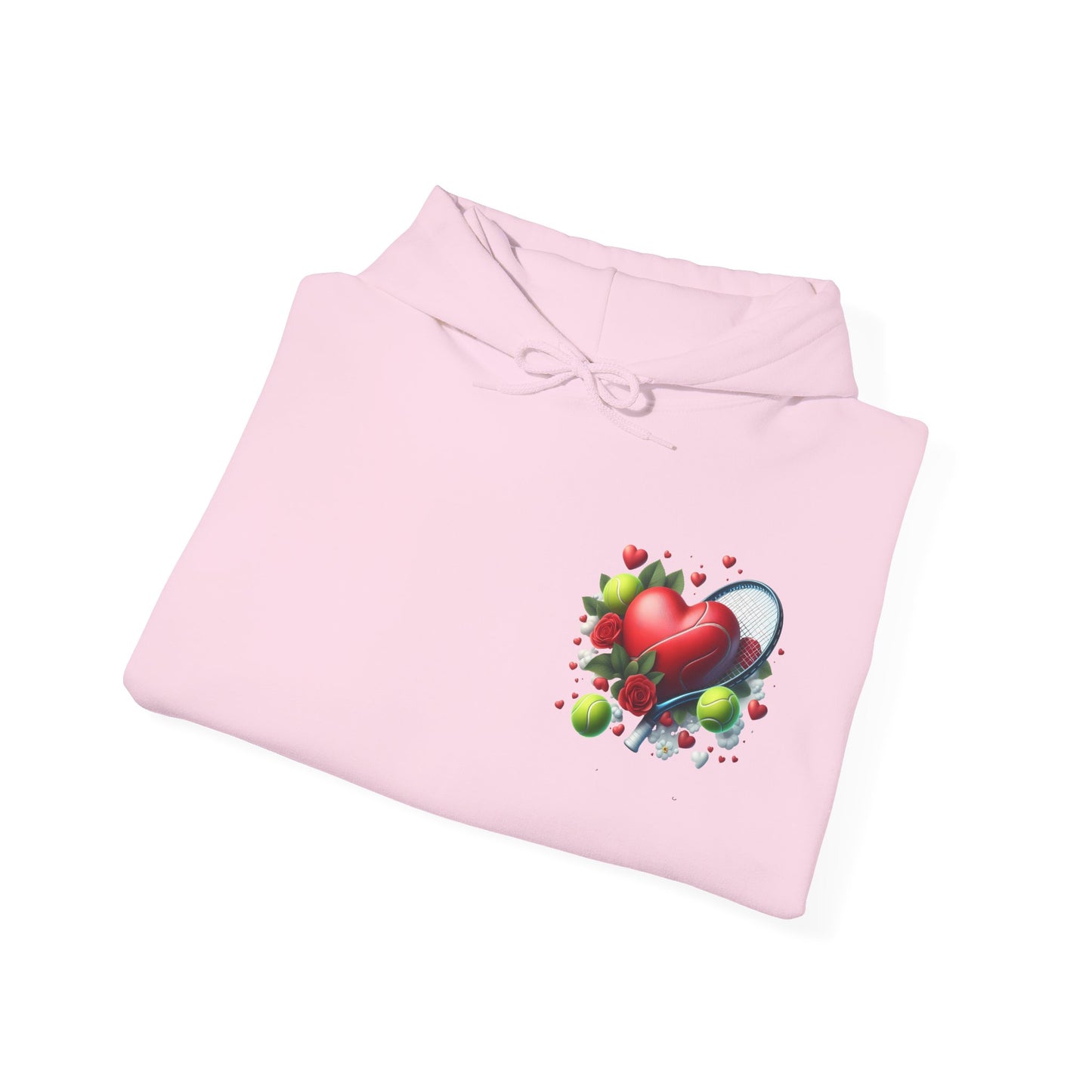 Tennis Love Hoodie: Heart Racquet Roses Balls Unisex Sweatshirt