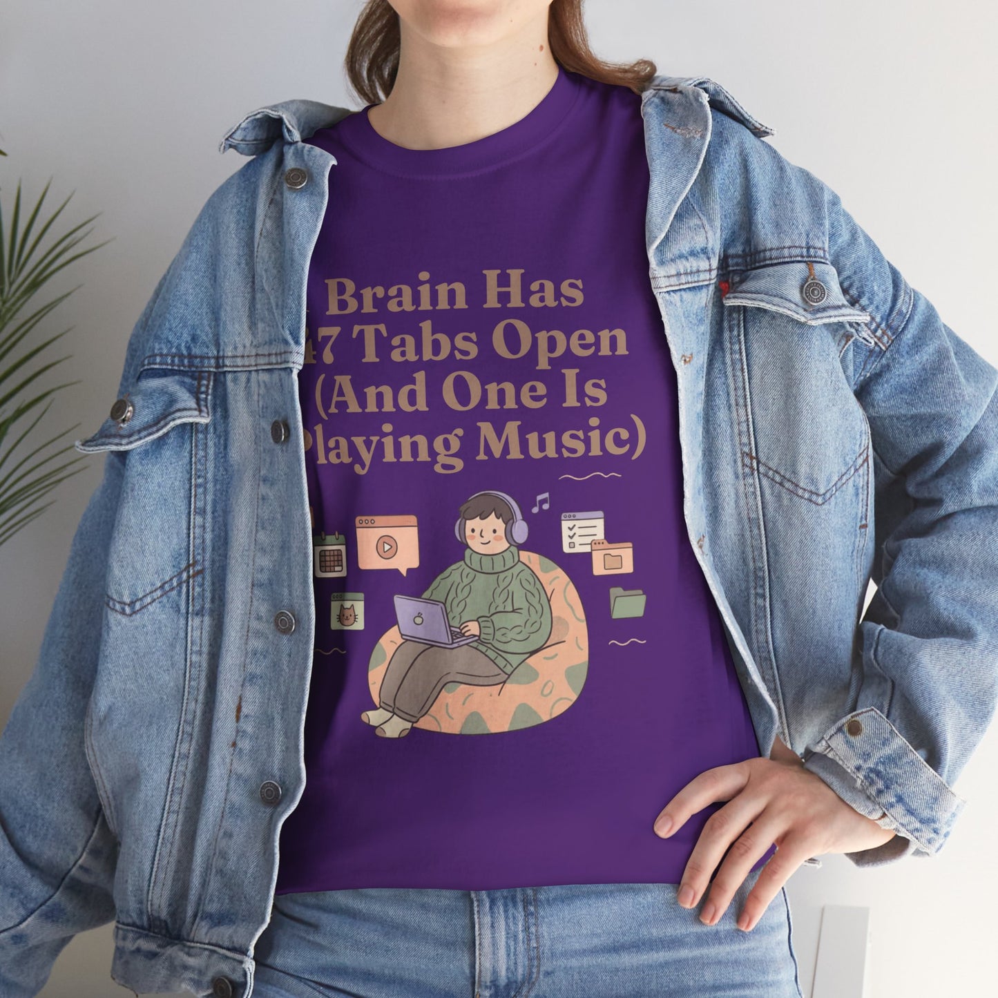 ADHD Lofi Aesthetic: 'Brain Has 47 Tabs Open (And One Is Playing Music)' Graphic Tee
