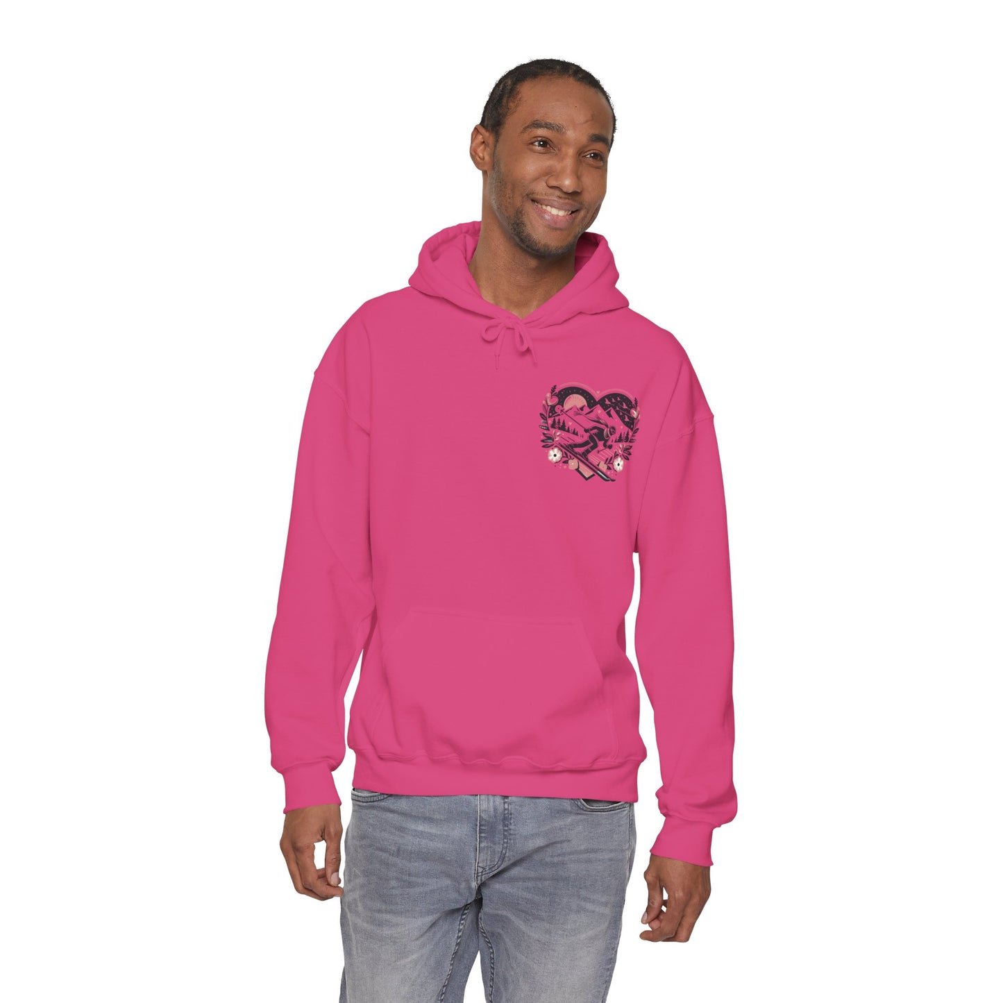 Love the Slopes" Skiing Hoodie | Mountain Heart Illustrated Sweatshirt | Après Ski & Winter Sports Gift