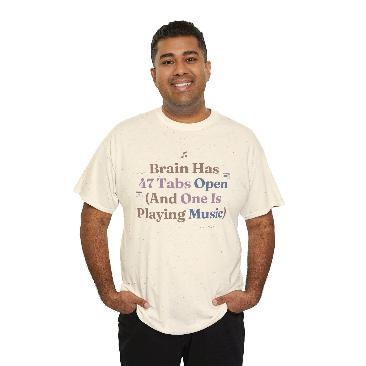 ADHD Lofi Aesthetic: 'Brain Has 47 Tabs Open (And One Is Playing Music)' Graphic Tee