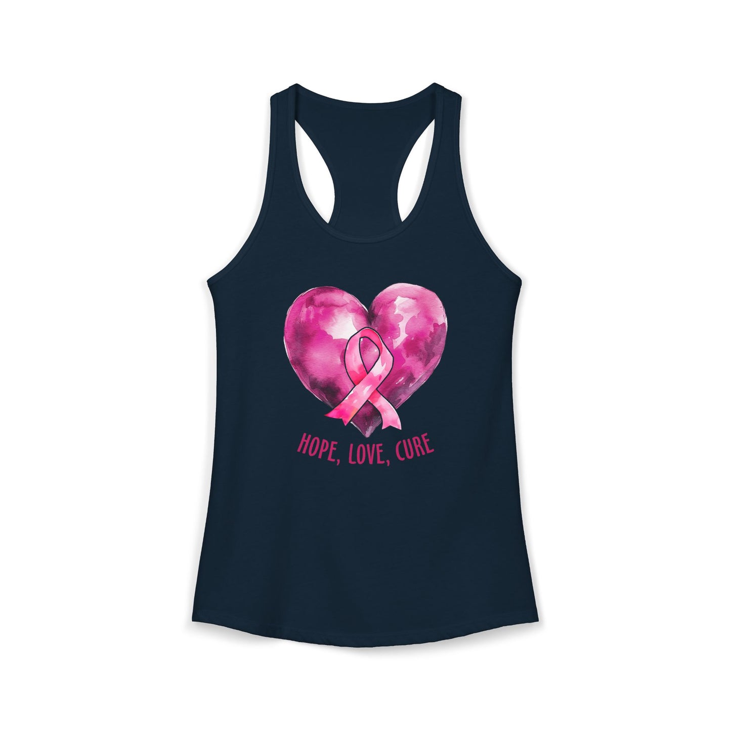 Heart of Hope" Watercolor Pink Ribbon Tank | Breast Cancer Awareness Racerback | Survivor & Support Shirt